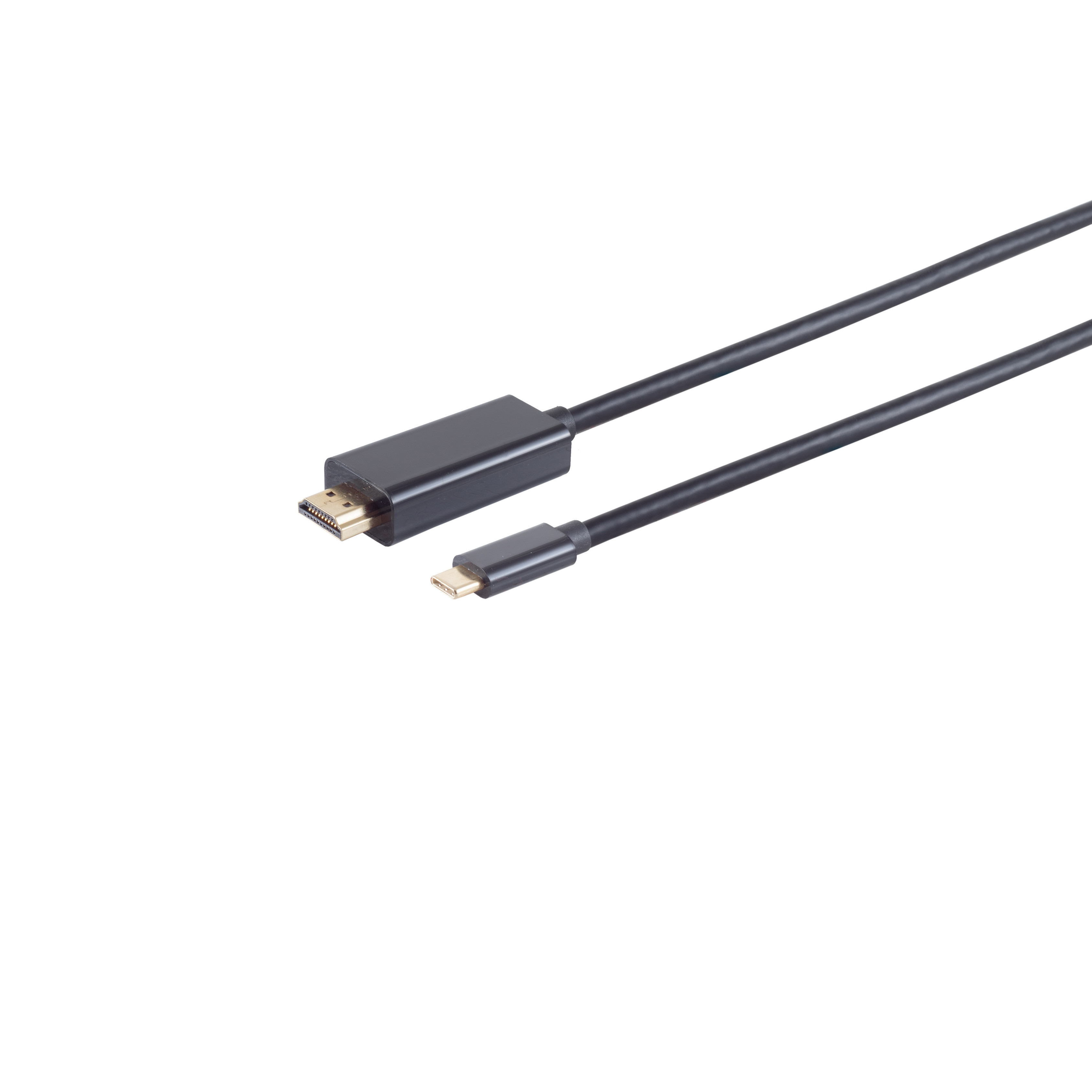 Schwarzes Mini-DisplayPort-zu-Mini-USB-Kabel auf weißem Hintergrund.