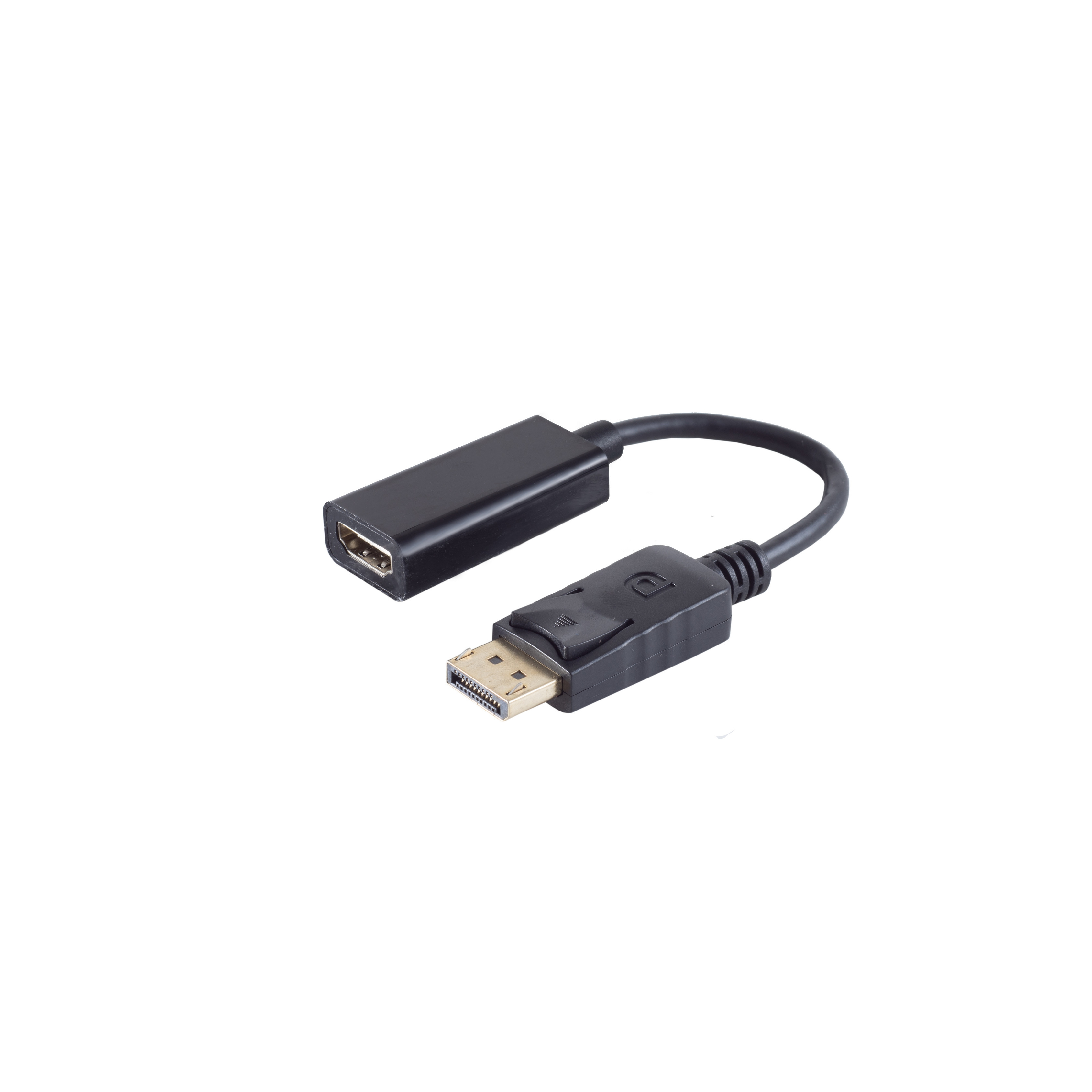 DisplayPort-zu-HDMI-Adapterkabel. Das Kabel hat einen DisplayPort-Anschluss und einen HDMI-Anschluss.