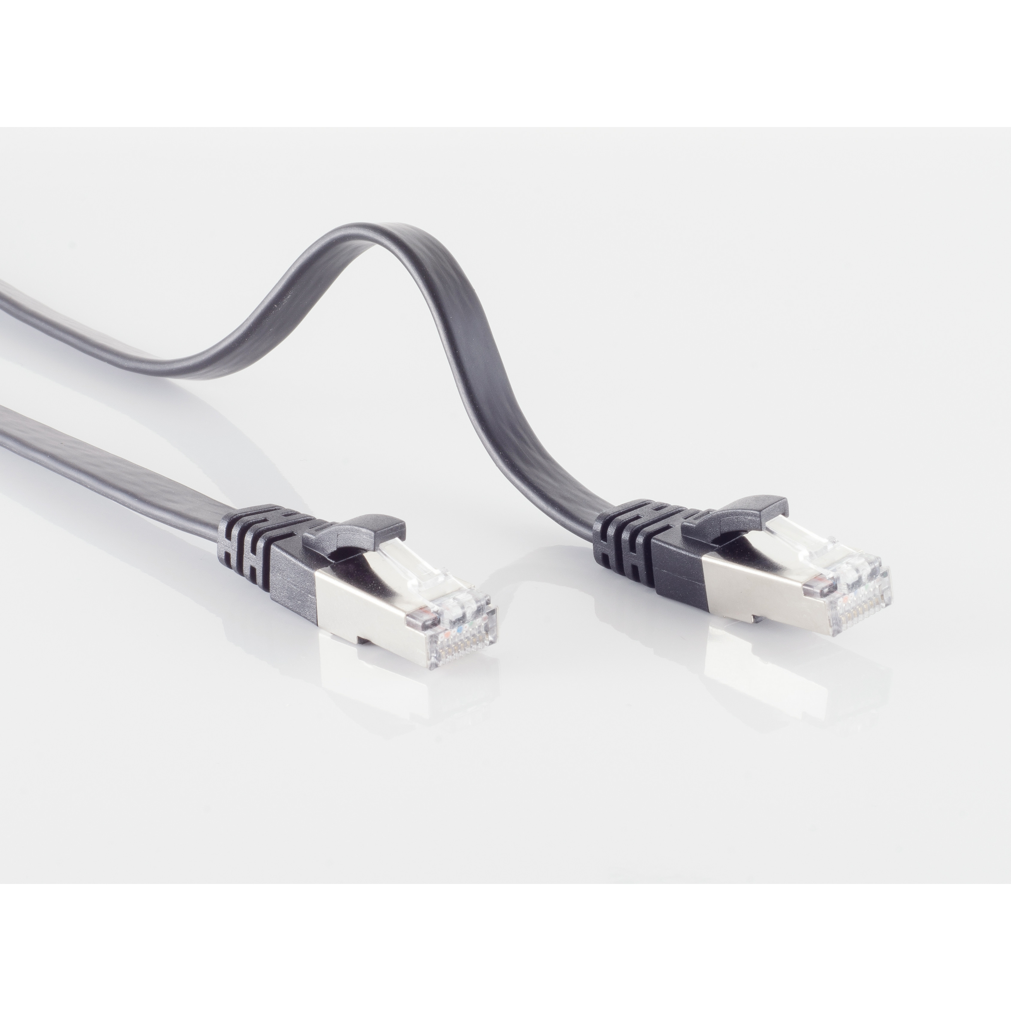 KABELBUDE RJ45 Flachkabel m. 5m, sw 7 Rohkabel CAT RJ45, 5 m Patchkabel slim