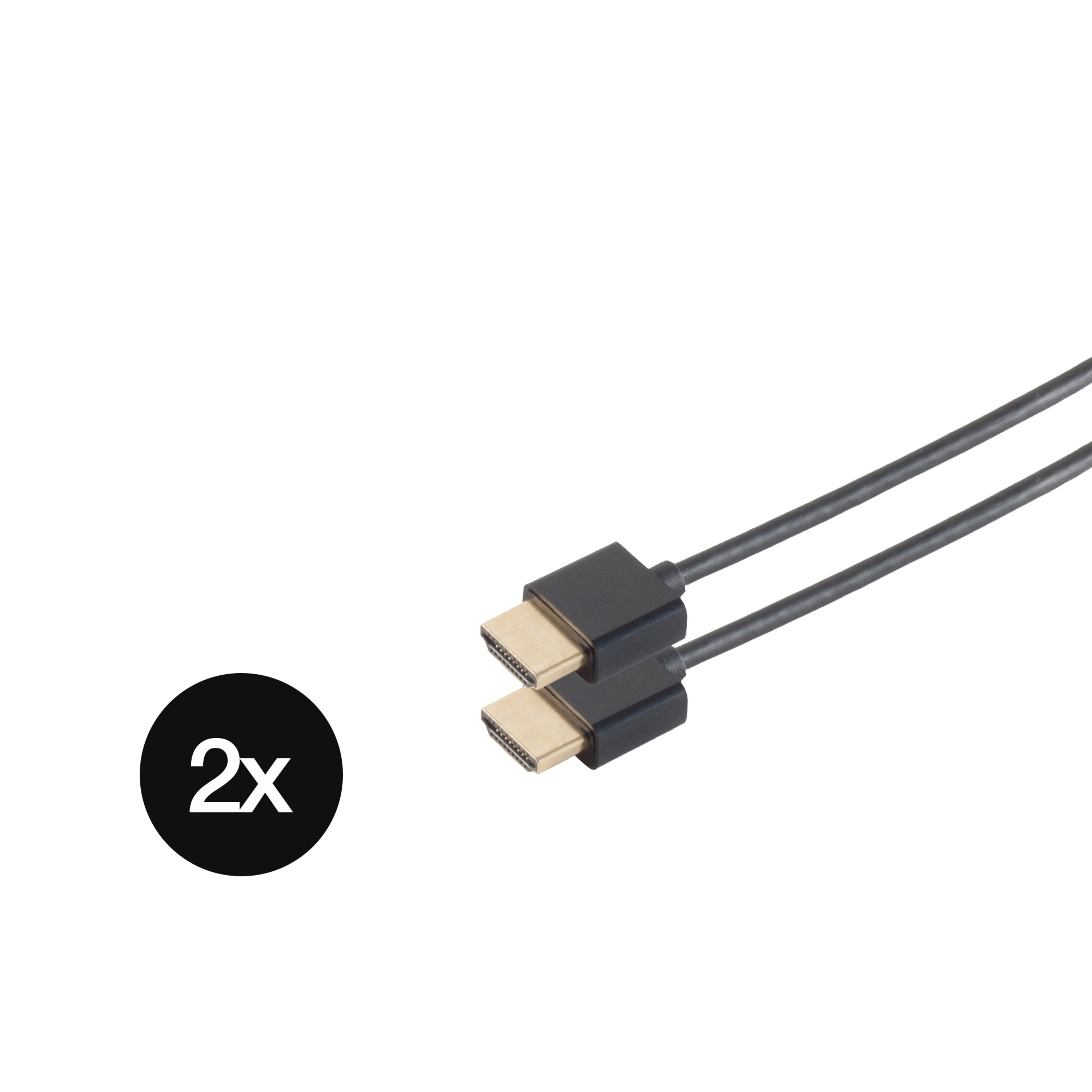 1,5m KABELBUDE x extra SET SLIM-HDMI schwarz 2 HDMI Kabel dünn Kabel