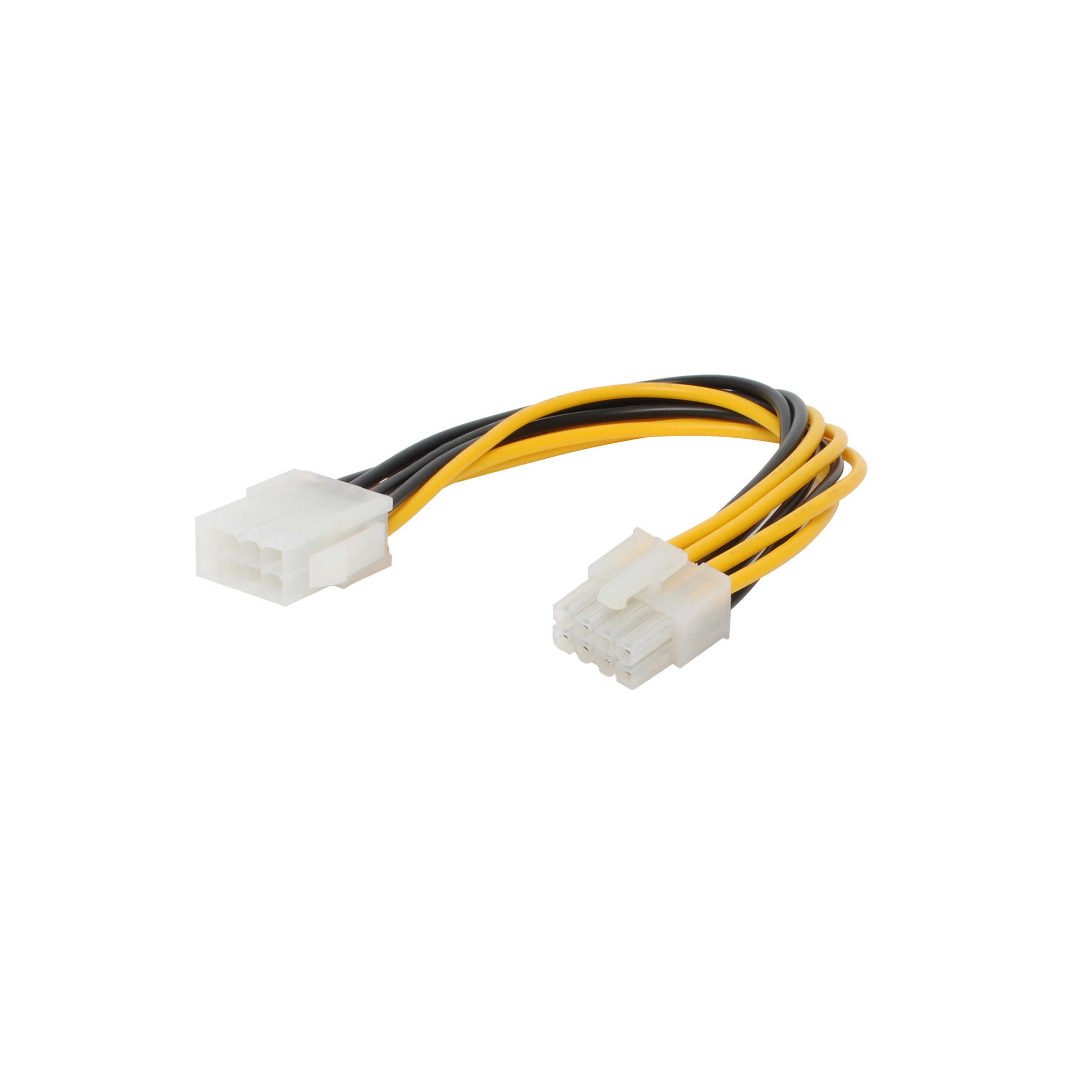 Netzkabel mit gelben und schwarzen Drähten und Steckern.