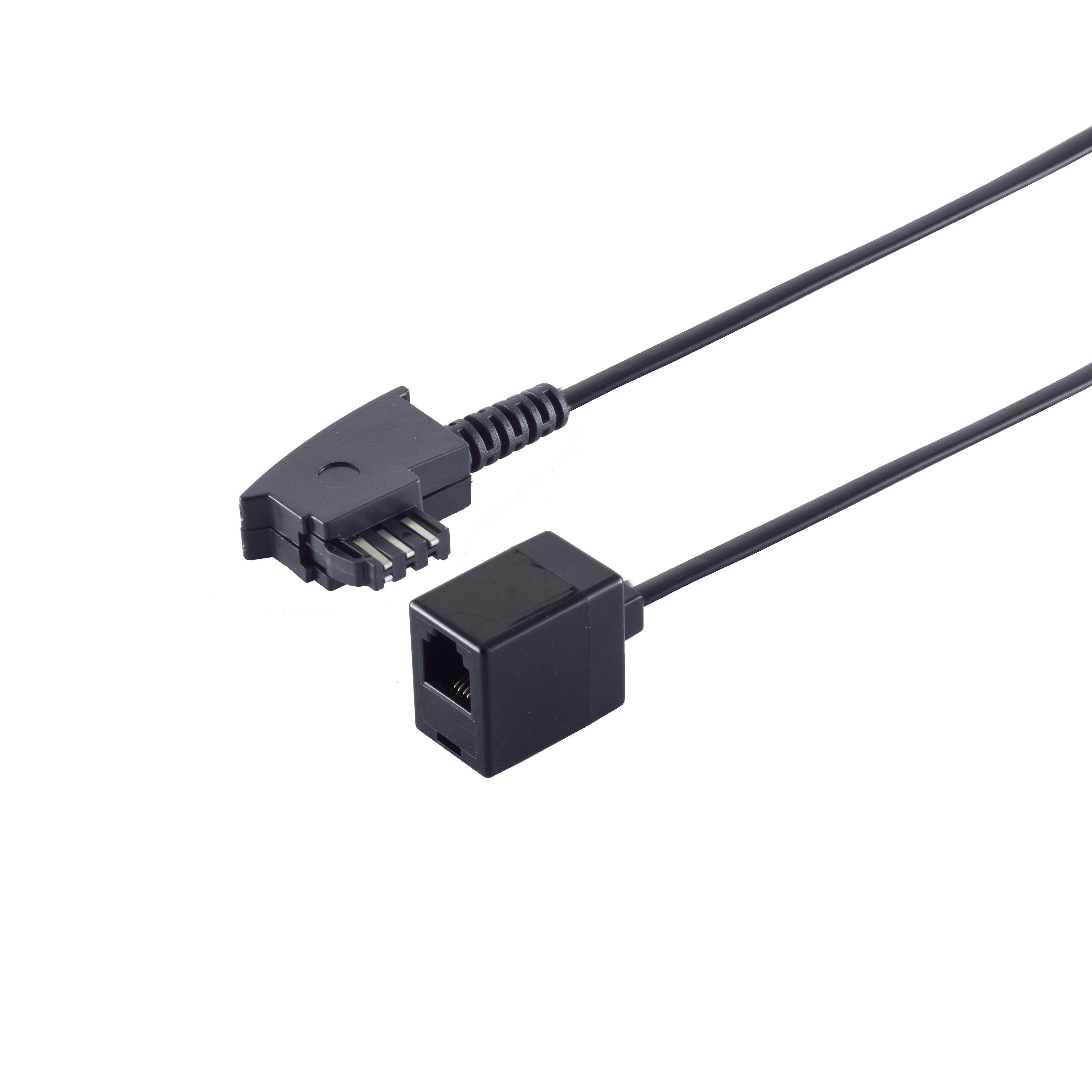 Schwarzes Netzwerkkabel mit Stecker.