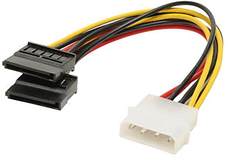 SHIVERPEAKS Adapter, 4-pol. 5.25 St. auf 2x 15-pol. SATA 0,13m PC Stromkabel, schwarz