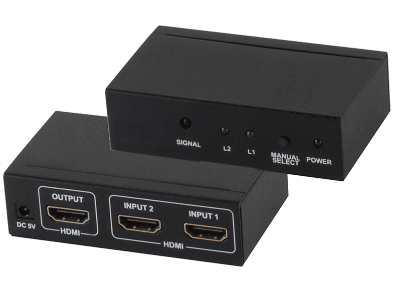 KABELBUDE HDMI Switch, 2x IN 1x & VER1.4 4K2K, Umschalter 3D, Verteiler OUT