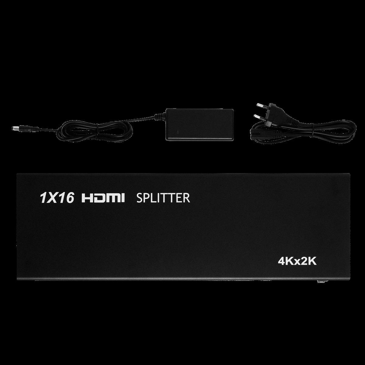 Umschalter 1x Splitter, 3D Verteiler OUT, HDMI & KABELBUDE 16x IN, 4K2K,