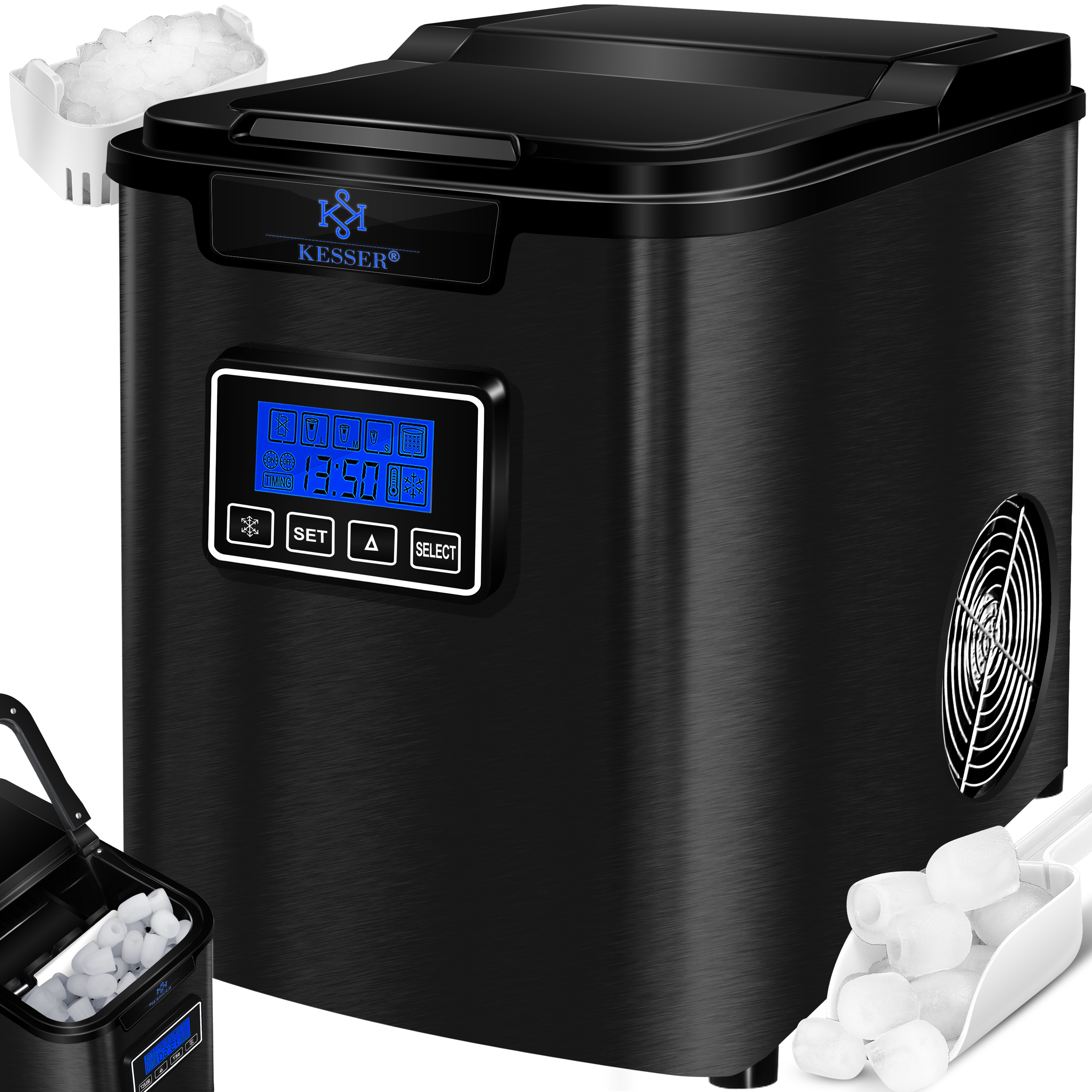 schwarz) KESSER Eiswürfelbereiter Eiswürfelmaschine 20802 (150 Watt,