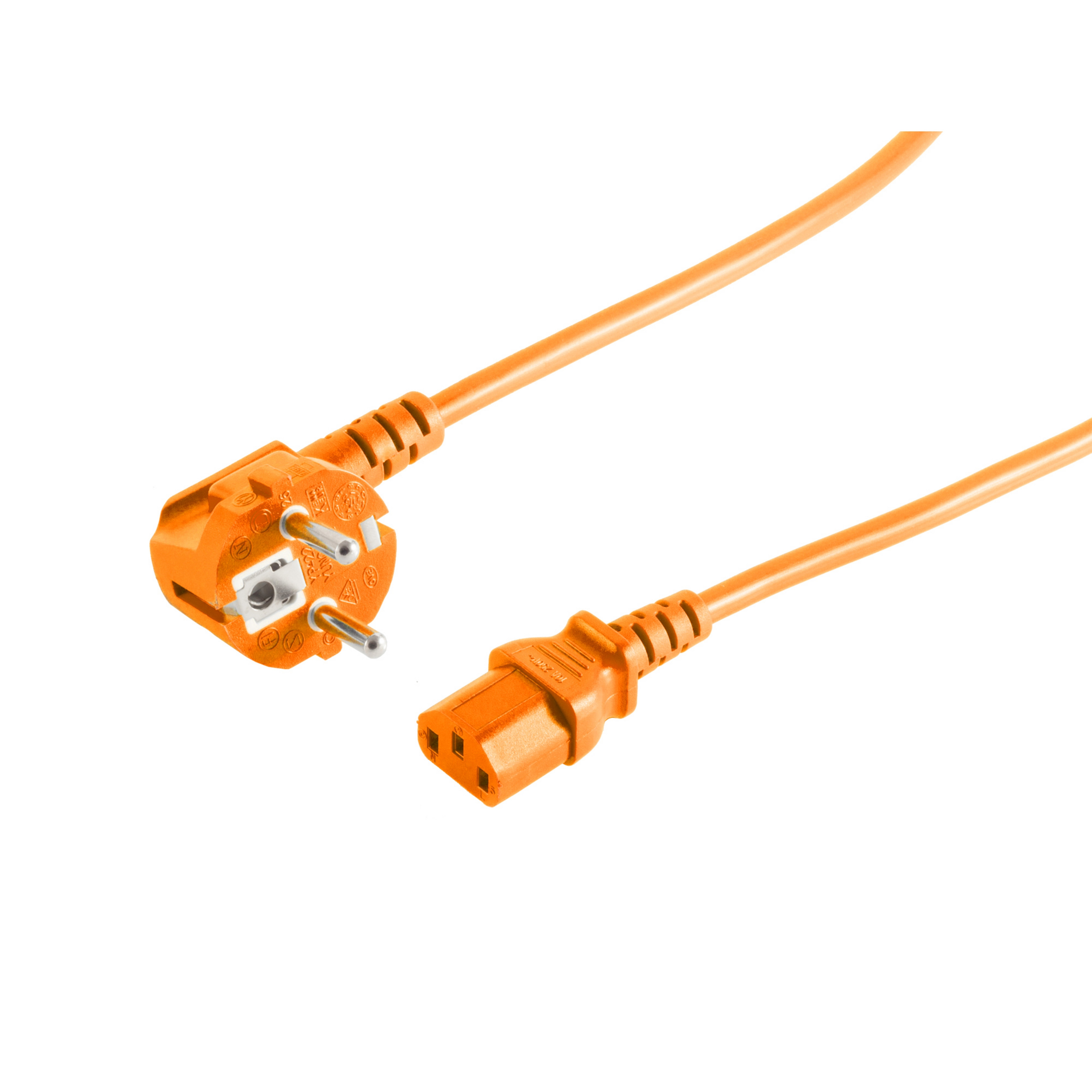 90°/Kaltgerätebuchse 3m Netzanschlusskabel S/CONN Schutzkontakt orange MAXIMUM CONNECTIVITY