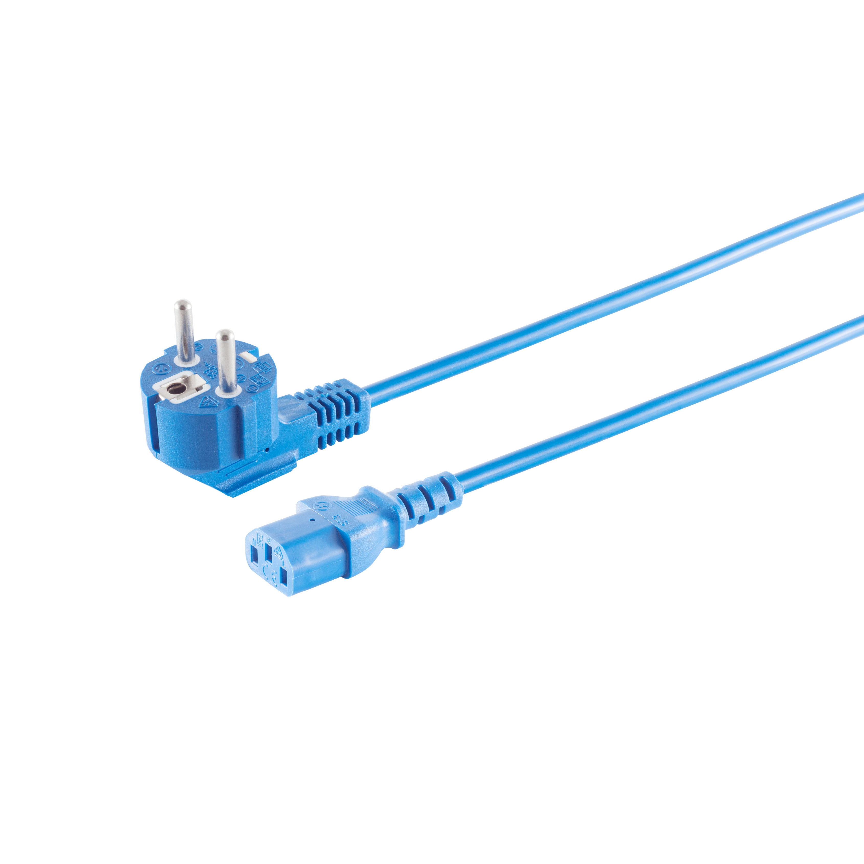 S/CONN MAXIMUM CONNECTIVITY Schutzkontakt 90°/Kaltgerätebuchse Netzanschlusskabel 3m blau
