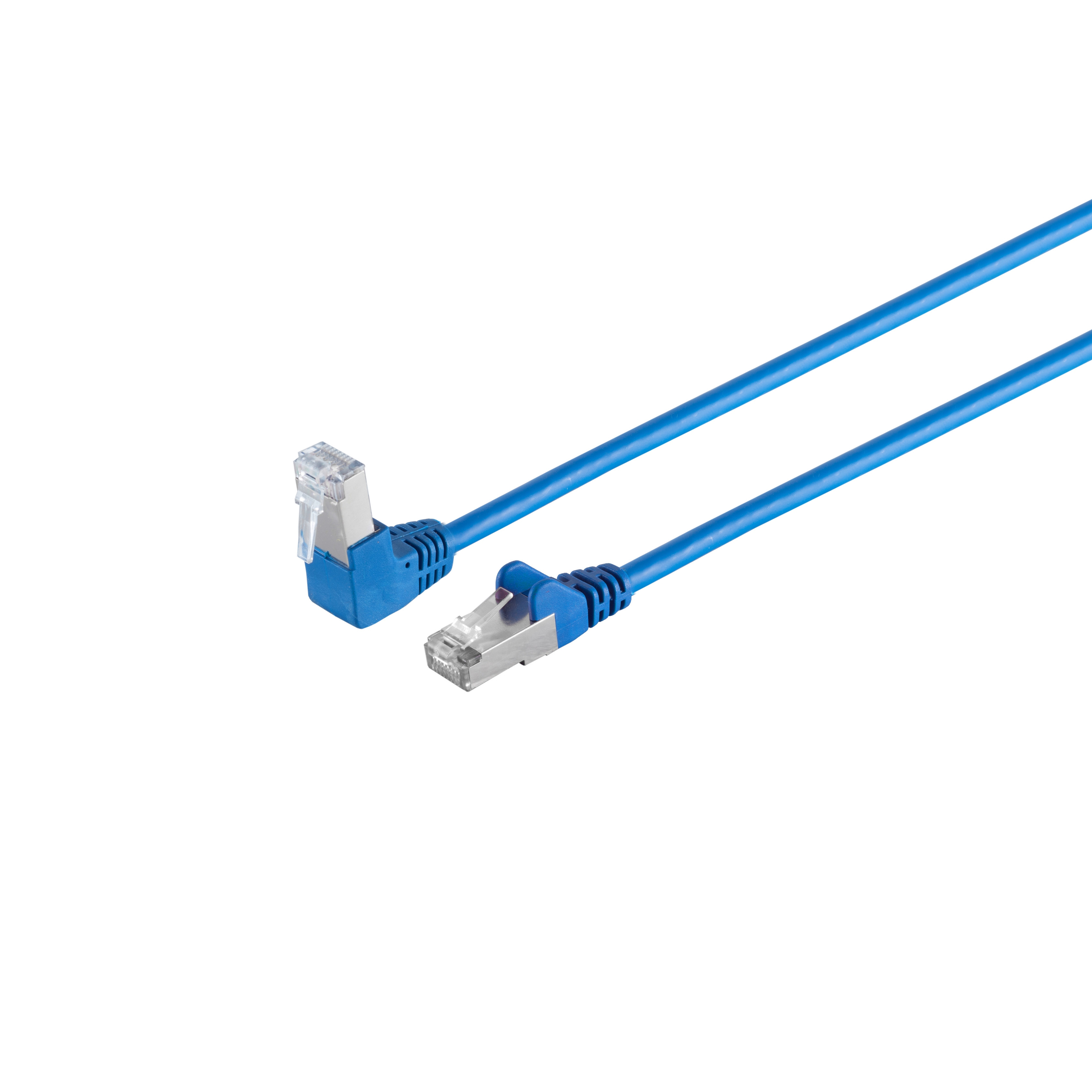 Winkel-gerade 0,5m, 6 0,50 S/FTP blau MAXIMUM CONNECTIVITY m S/CONN cat Kabel RJ45, PIMF Patchkabel