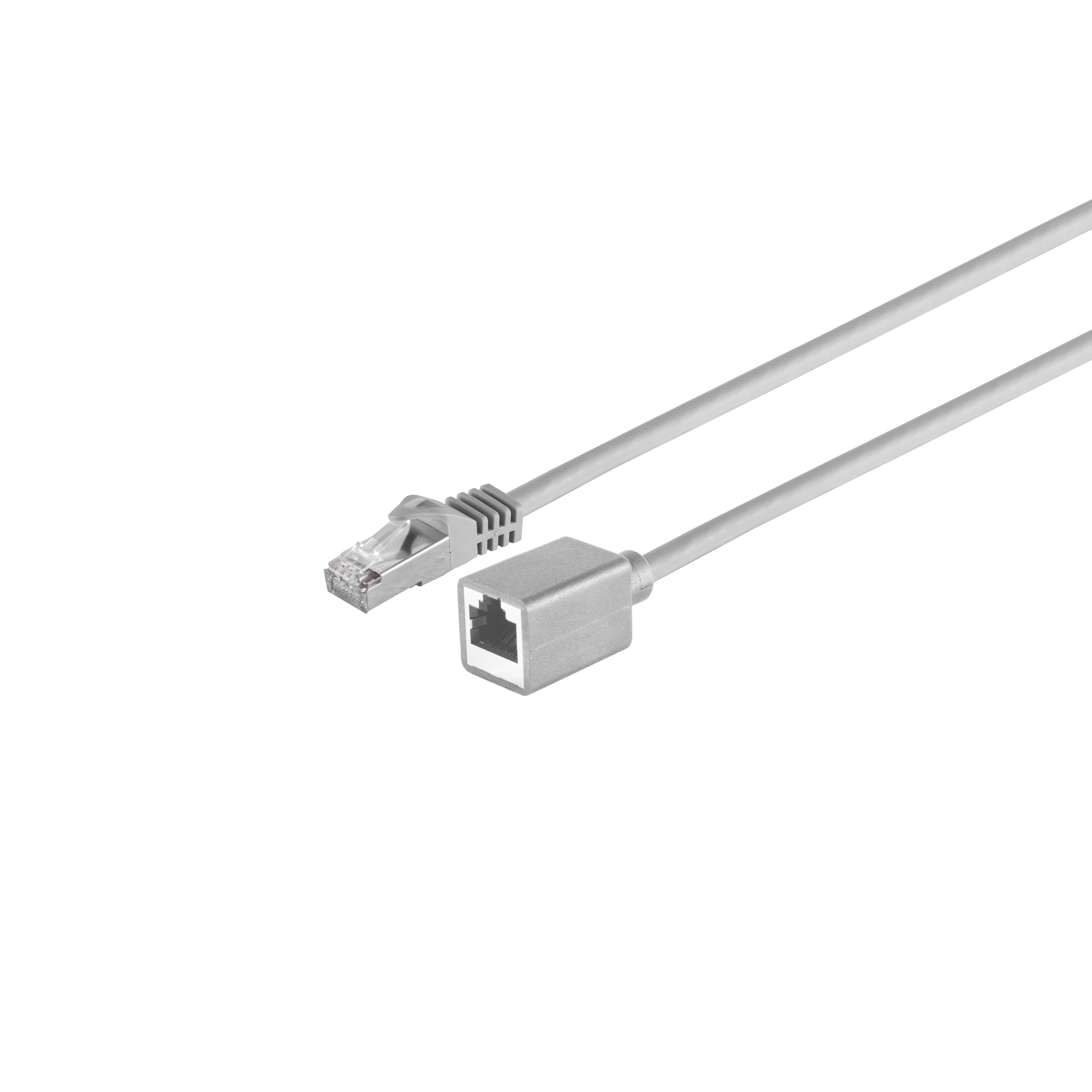 Ein graues Netzwerkkabel mit zwei RJ45-Anschlüssen.