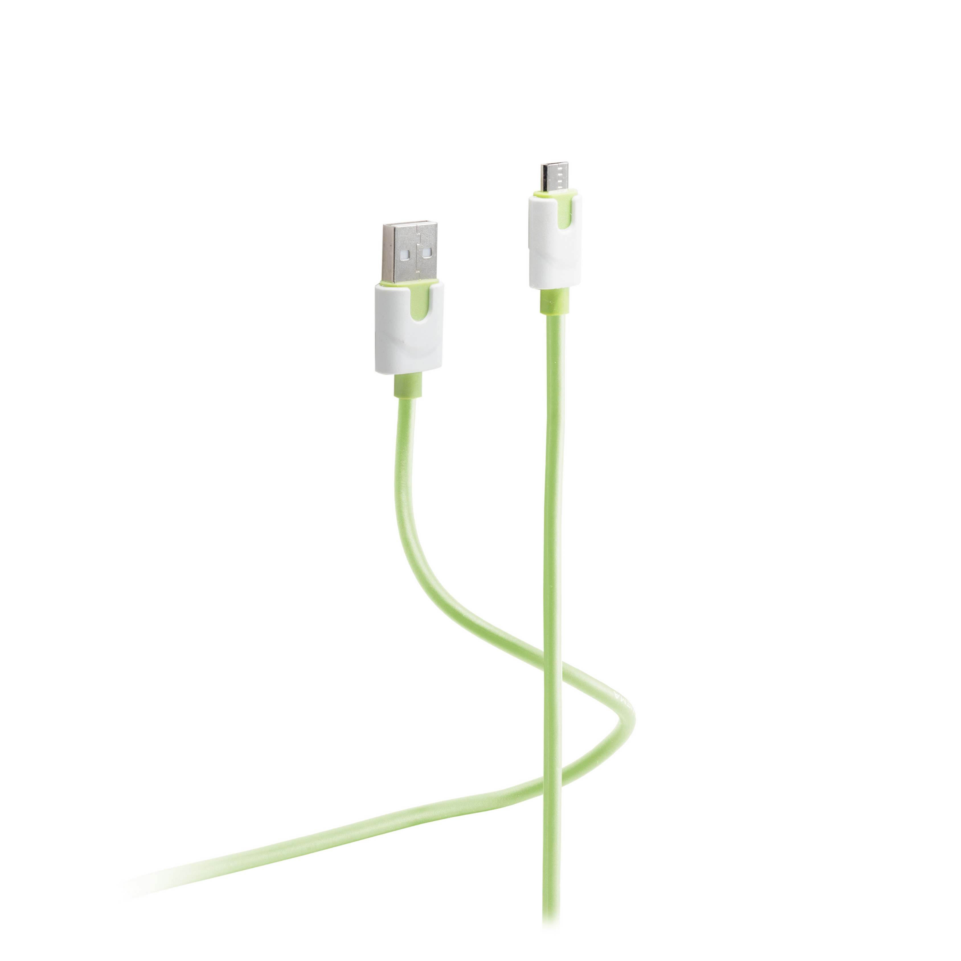 FLEXLINE USB-Ladekabel A Stecker USB auf grün B, USB Kabel 0,9m Micro