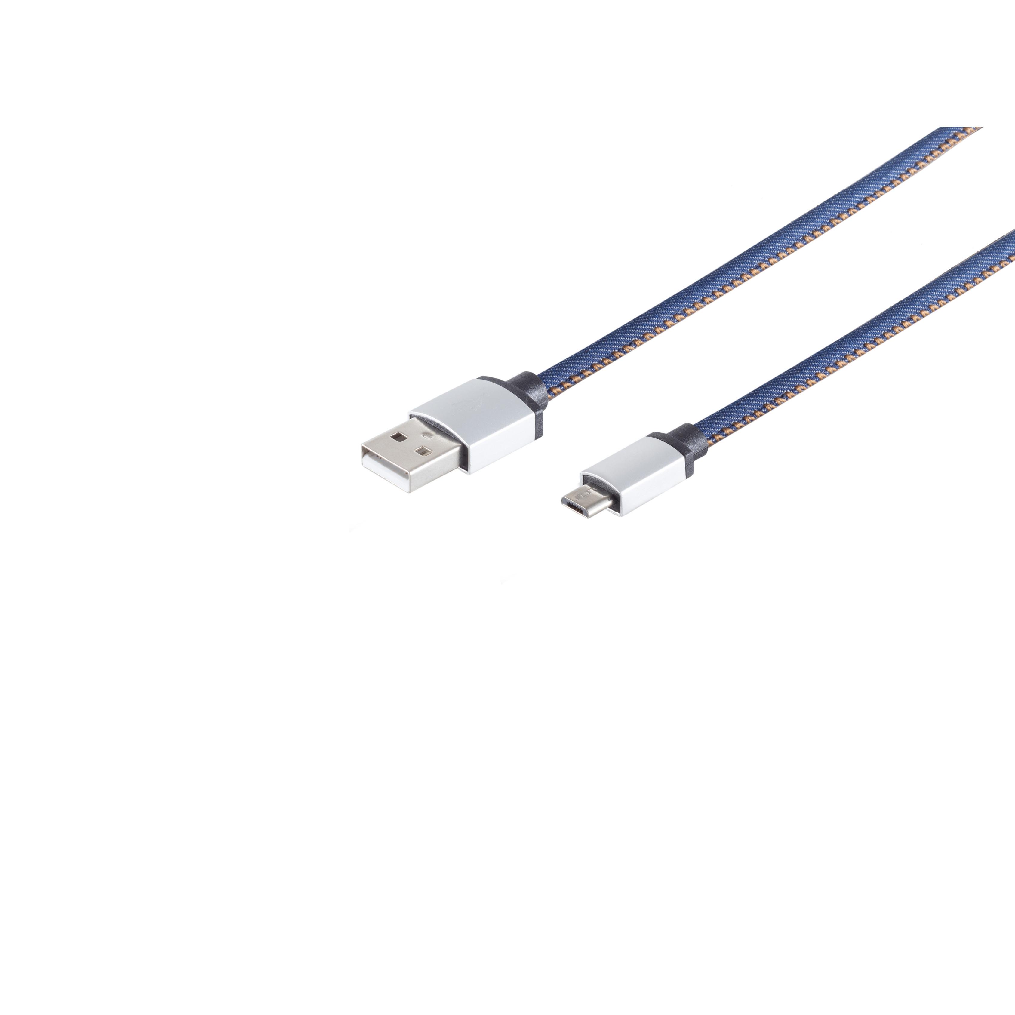 B, Kabel USB MAXIMUM auf 1m A USB S/CONN CONNECTIVITY Micro USB-Ladekabel blau Stecker
