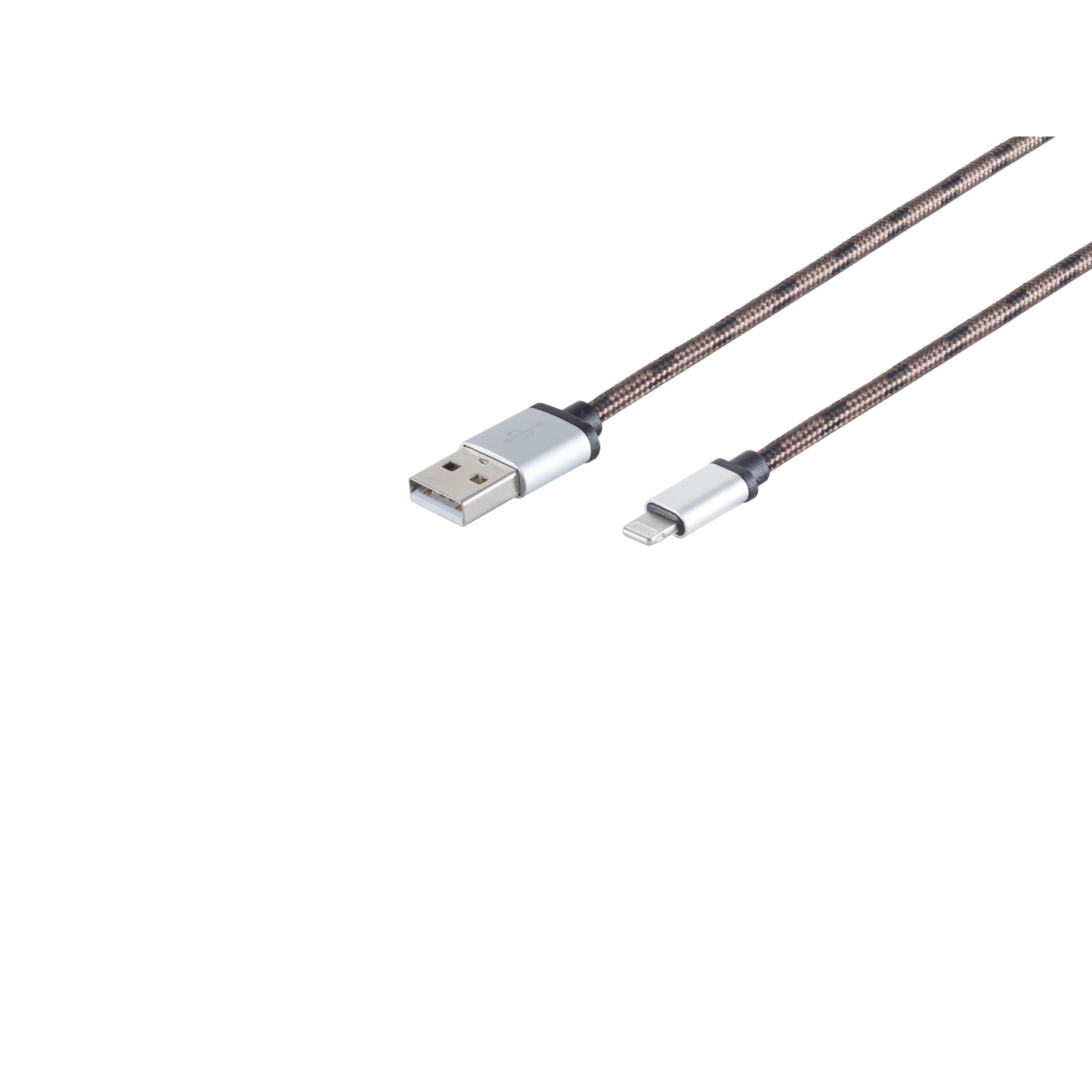 Un cavo da USB a lightning su sfondo bianco.