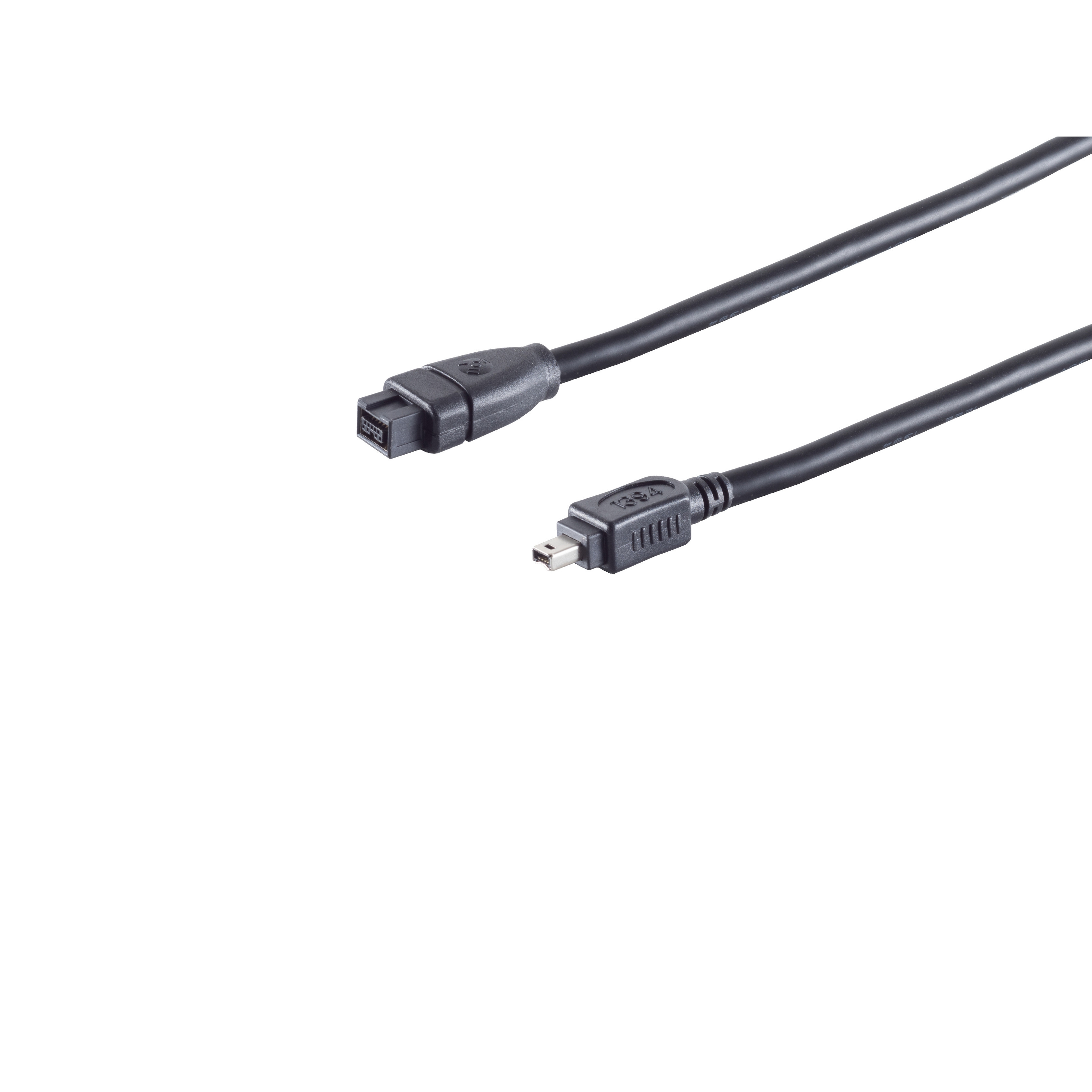 Schwarzes USB-Kabel mit zwei Steckern: USB-A und Micro-USB, auf weißem Hintergrund.