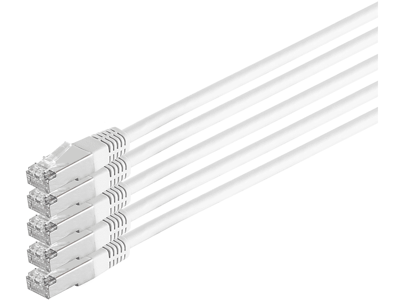 KABELBUDE Patchkabel cat 6 S/FTP PIMF HF weiß 0,50 m 0,5m, VE5 RJ45, Patchkabel