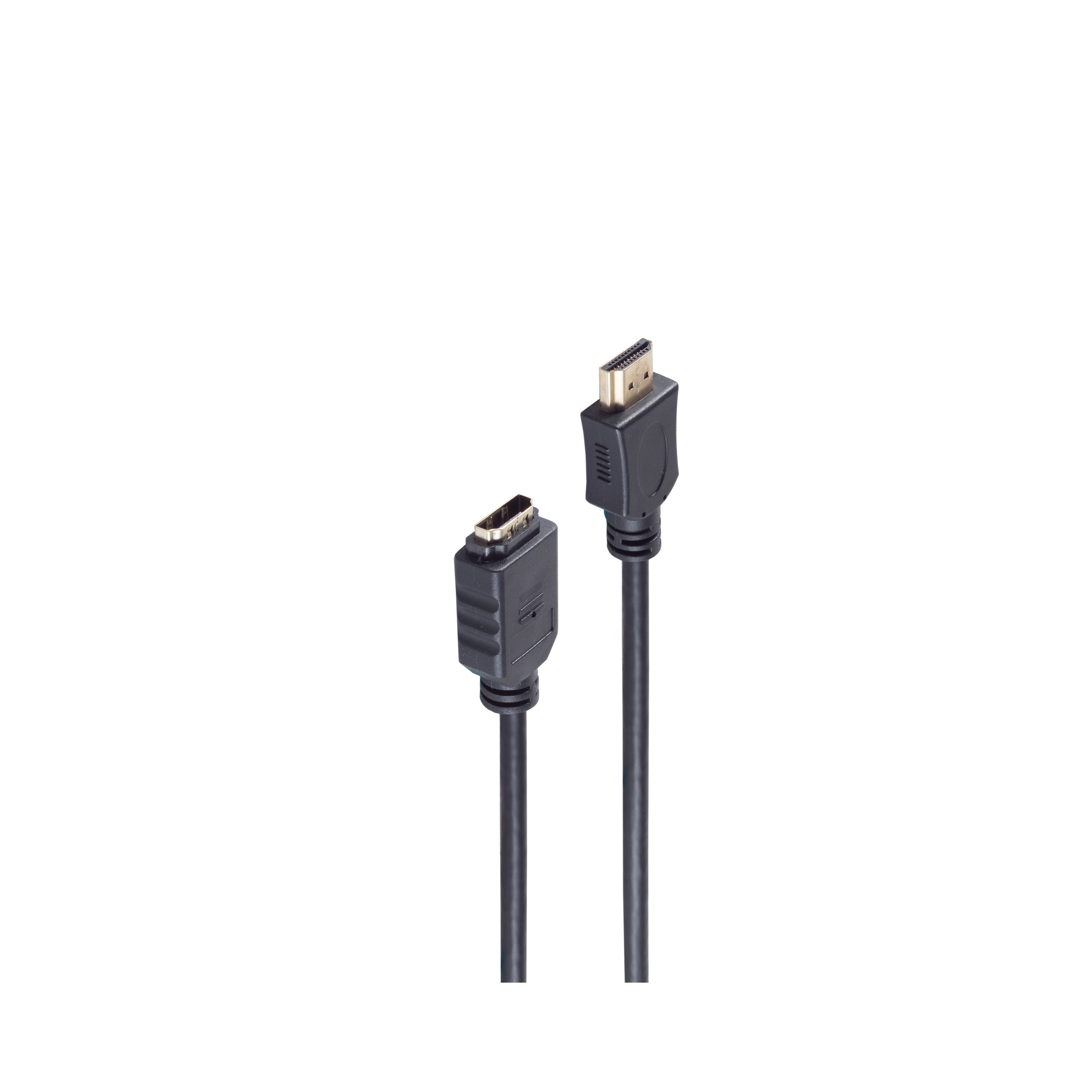 Zwei schwarze HDMI-Kabel mit Steckern. Sie stehen vor weißem Hintergrund.