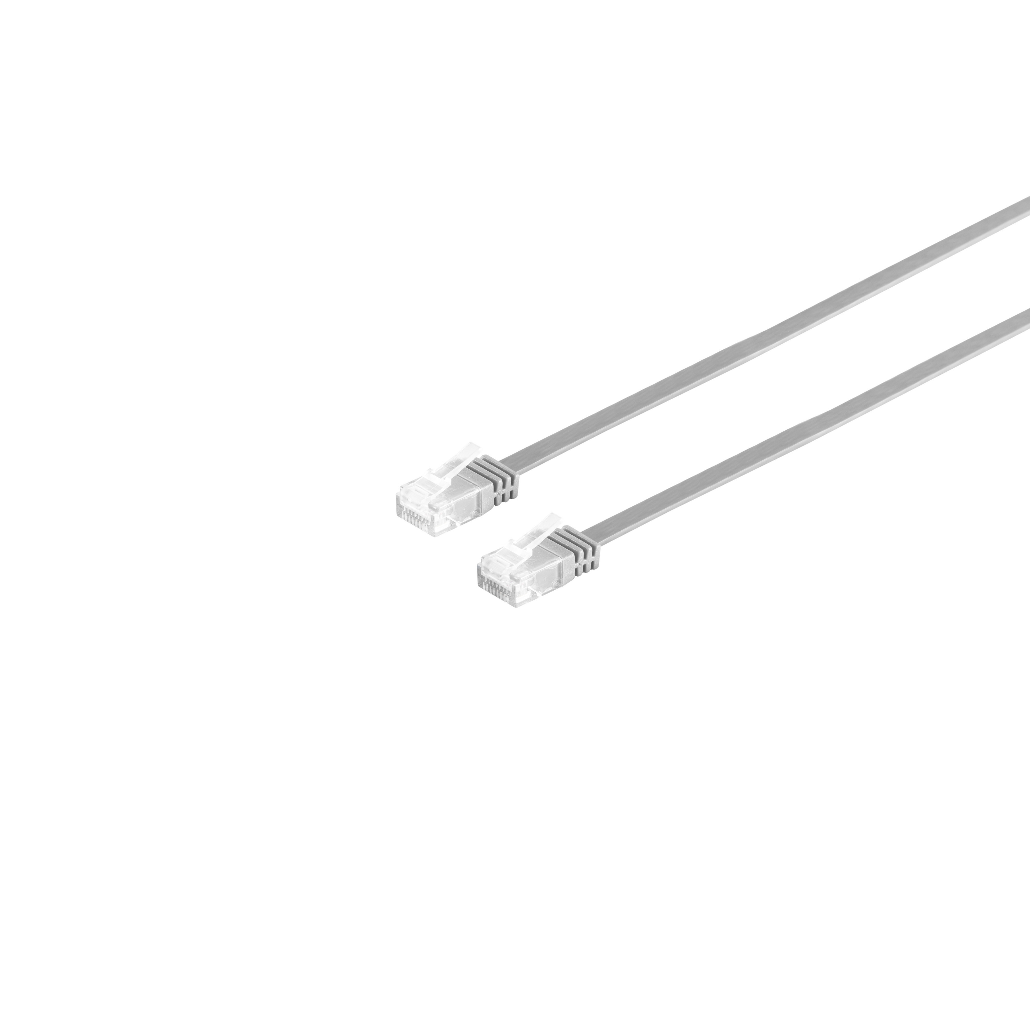 Dwa szare kable Ethernet z wtyczkami na białym tle.