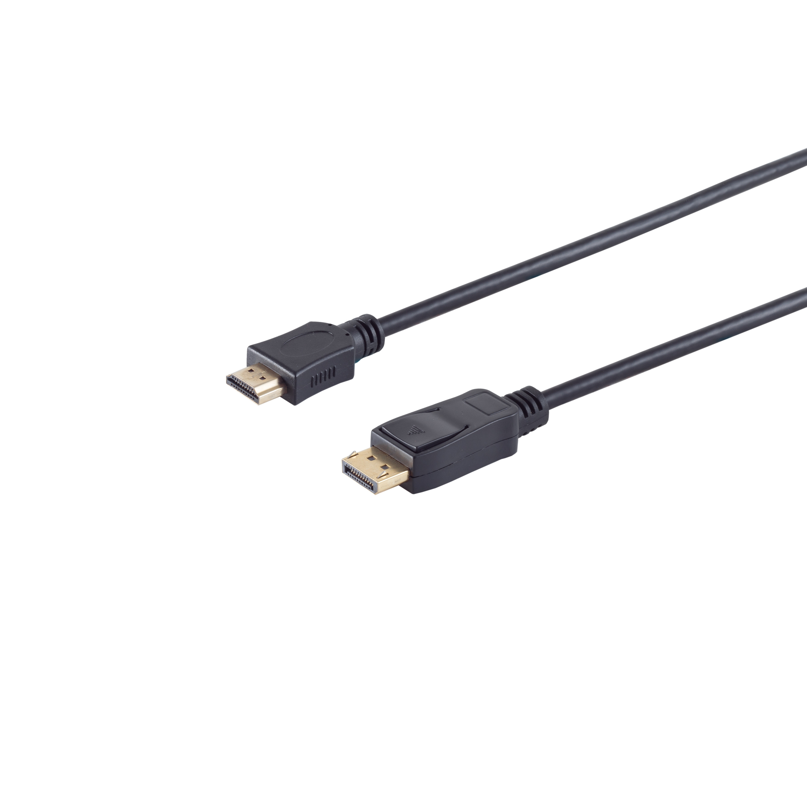 Schwarzes HDMI-zu-DisplayPort-Kabel.