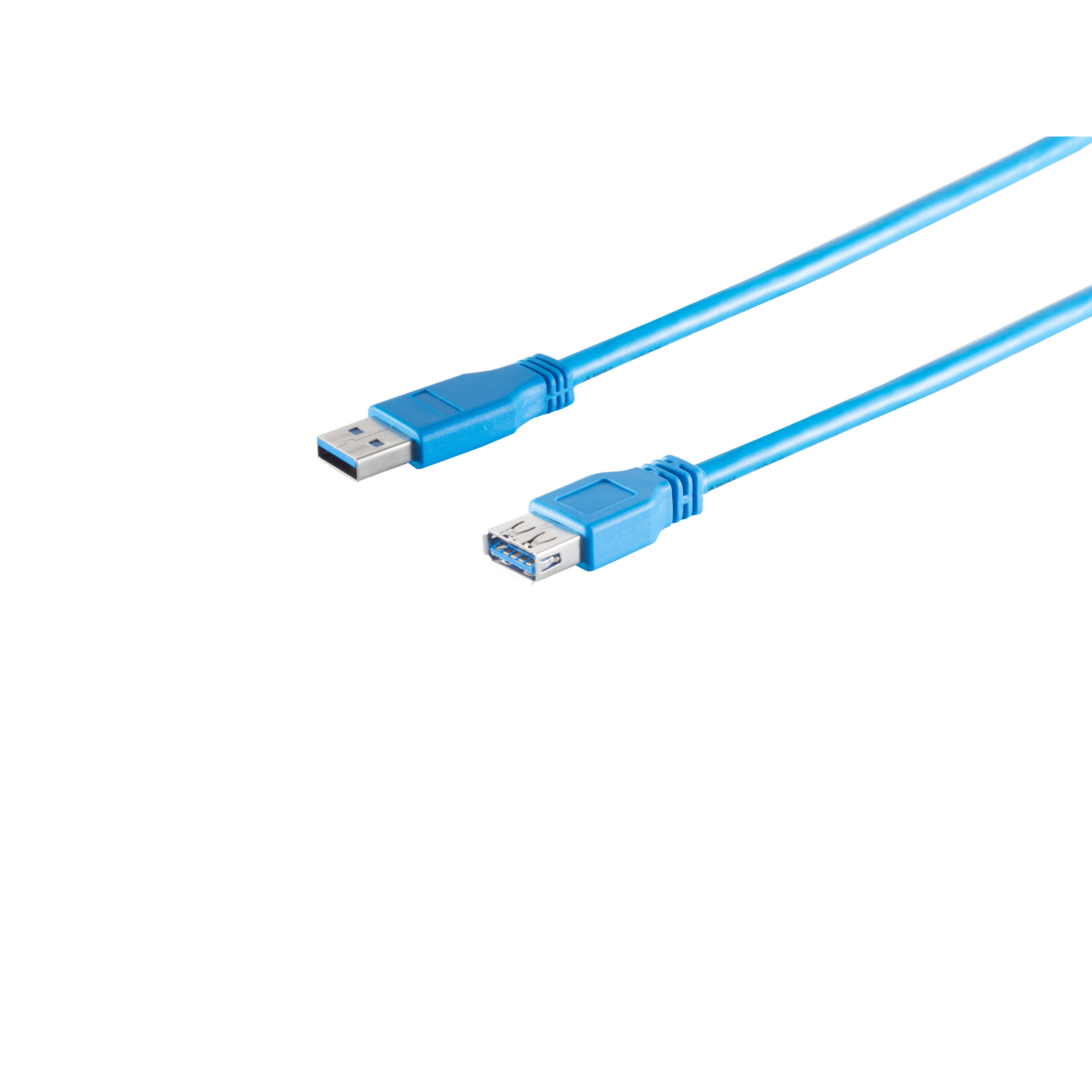 Due cavi USB blu con connettori su sfondo bianco.