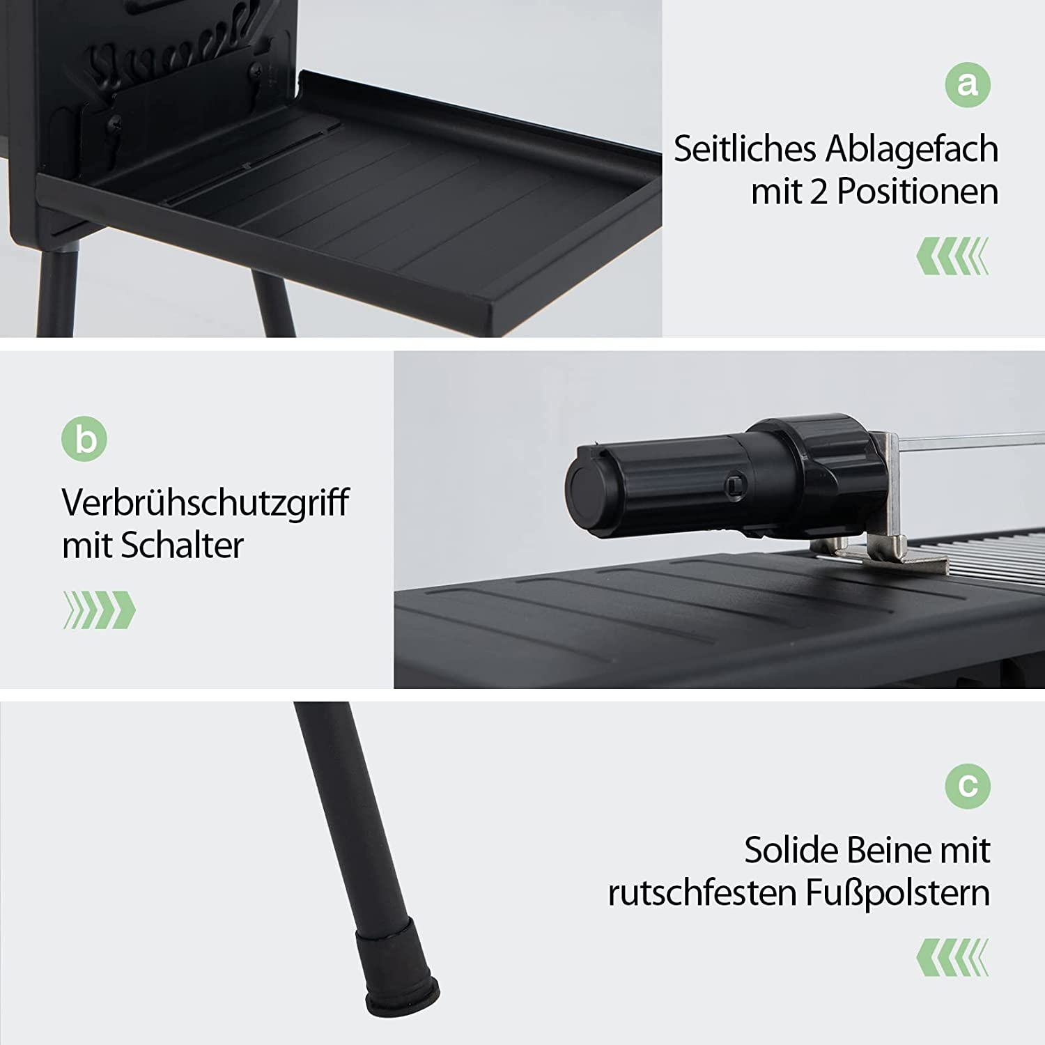 COSTWAY 46x20cm Kontaktgrill, Schwarz