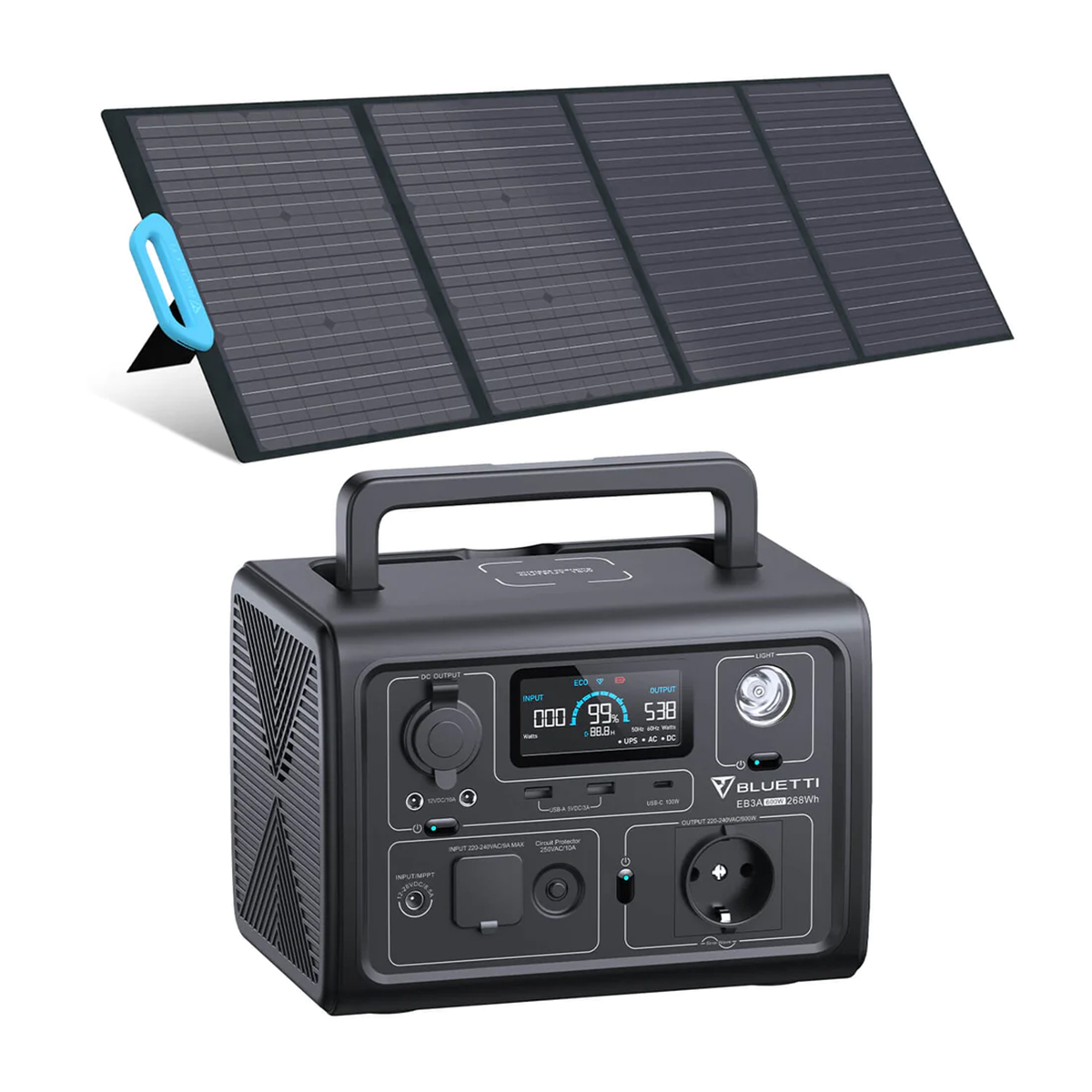 BLUETTI Solarpanel Powerstation Wh grau 268 EB3A+PV120 120W
