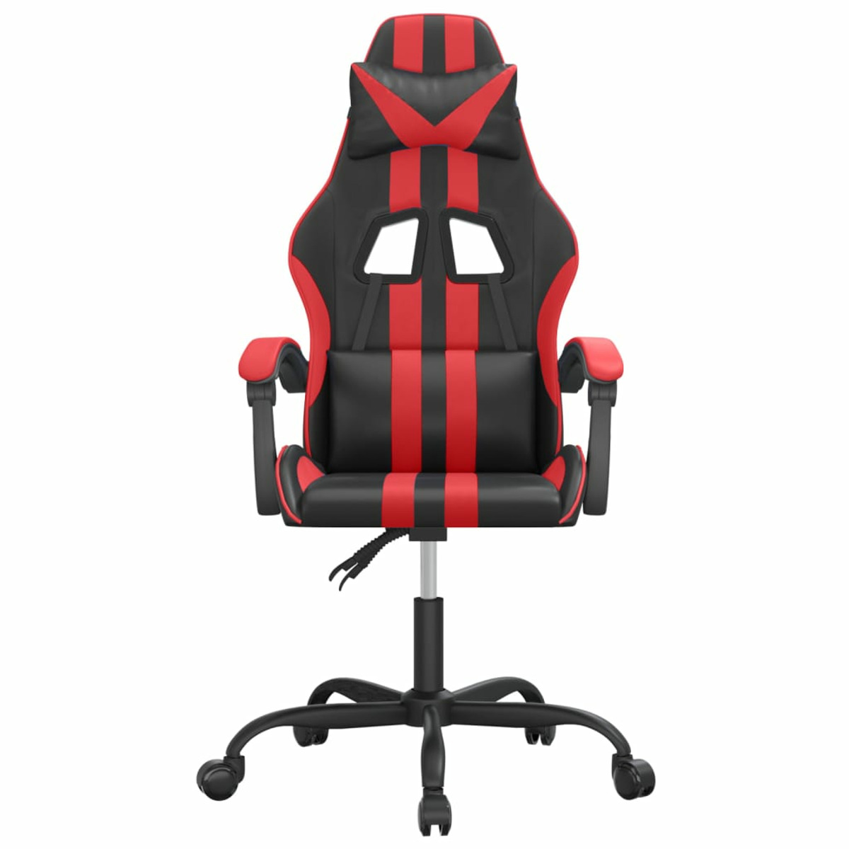 Gaming-Stuhl mit rotem und schwarzem Design, Vorderansicht, isoliert auf Weiß.