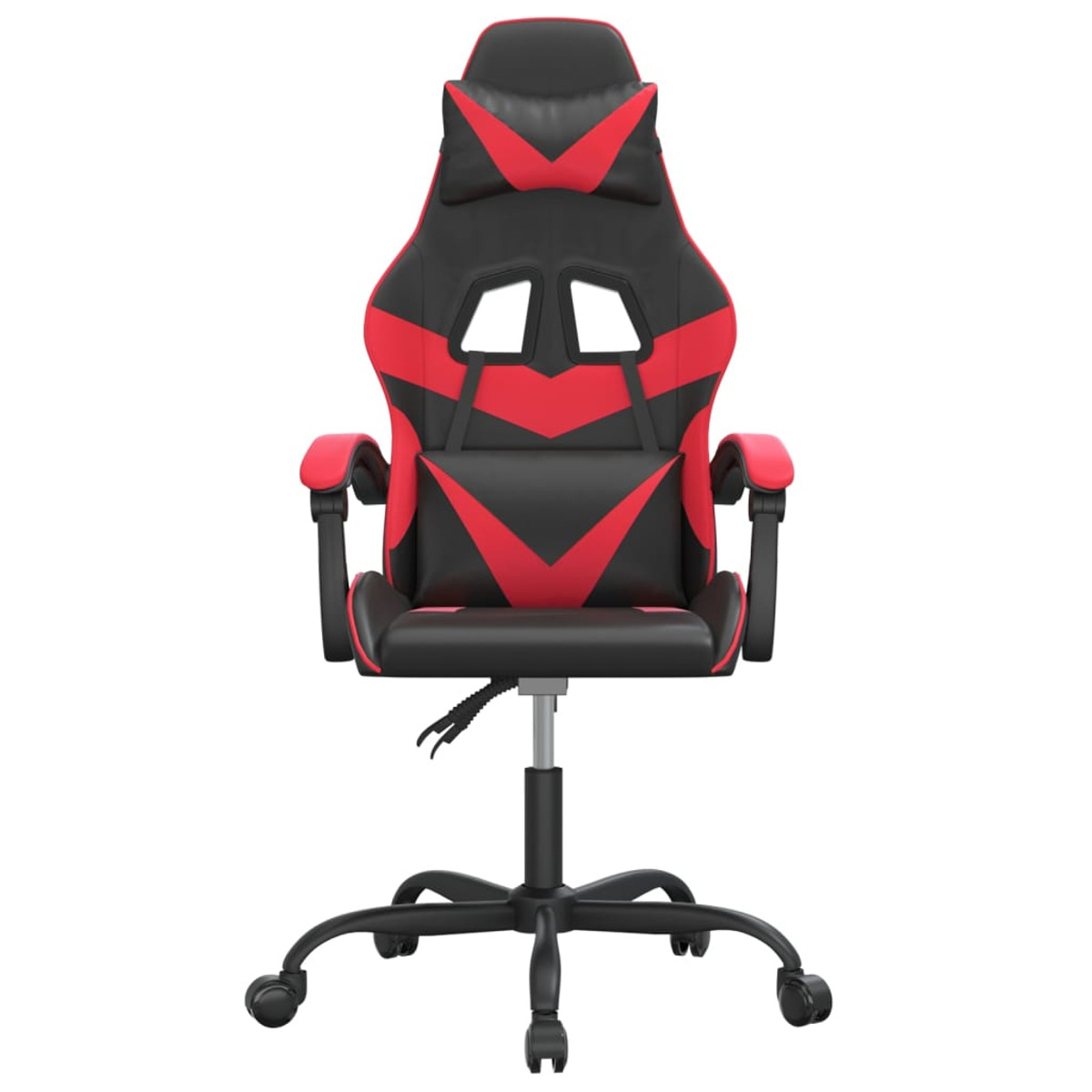 Ein rot-schwarzer Gaming-Stuhl. Der Hintergrund ist weiß.