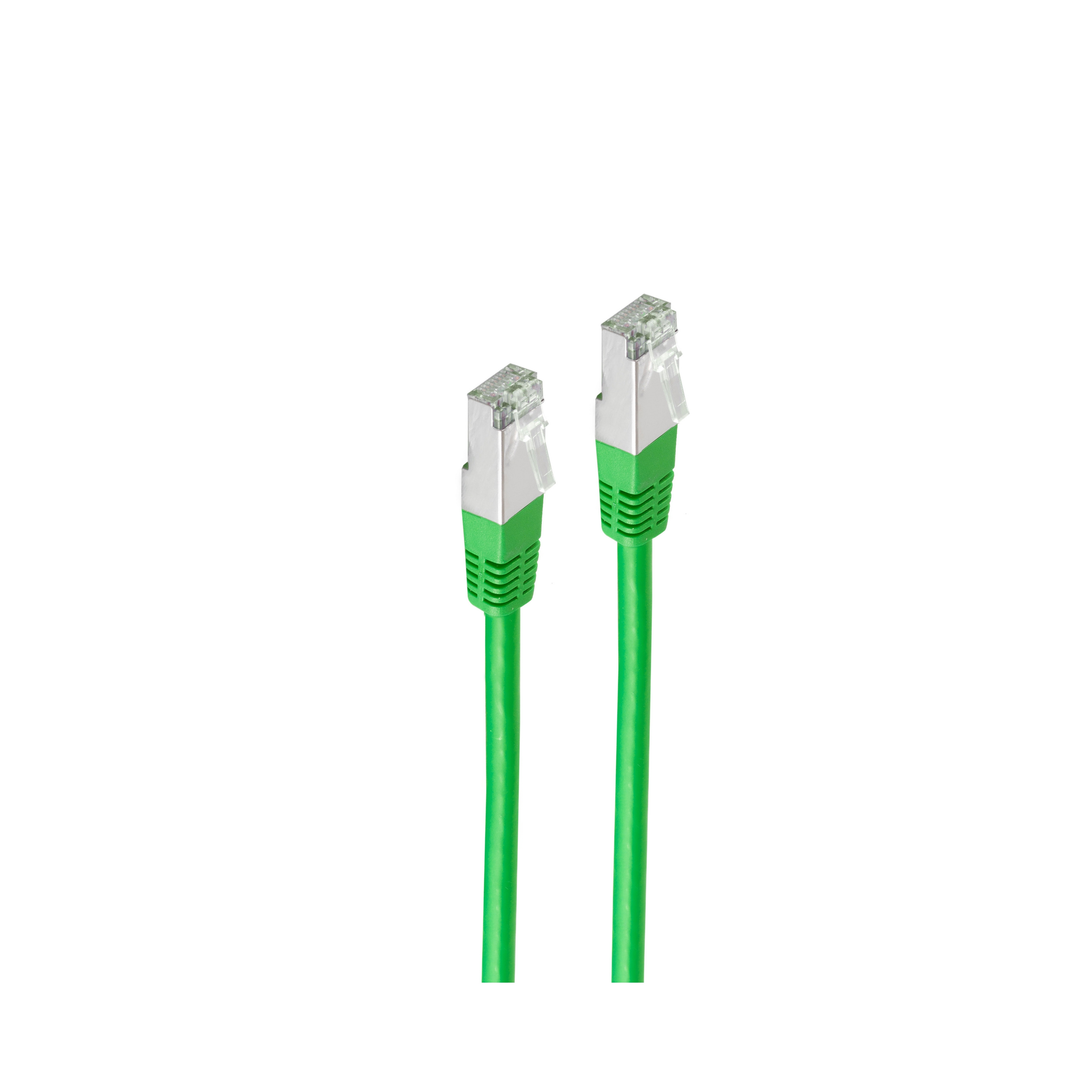 Zwei grüne Ethernet-Kabel mit transparenten Steckern.