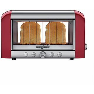 Tostadora - MAGIMIX Toaster Vision, 1450 W, 1 ranuras, 8 niveles tostado, Rojo
