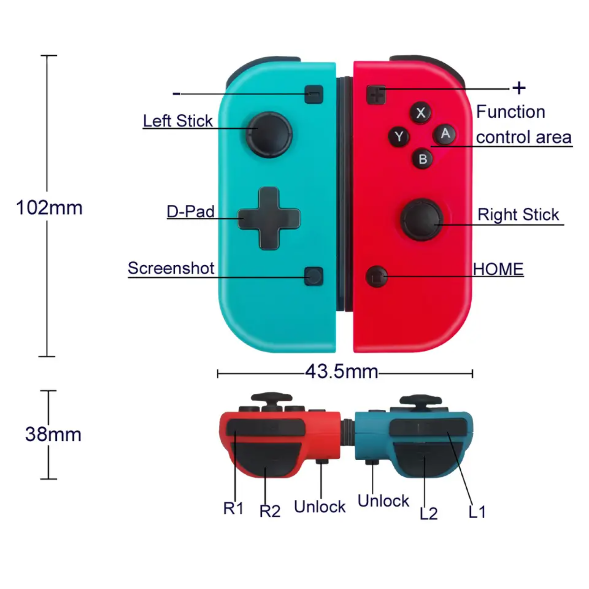 BLUE CHILLI mit Switch-Controller Ergonomischer Nintendo Vibrationstechnologie