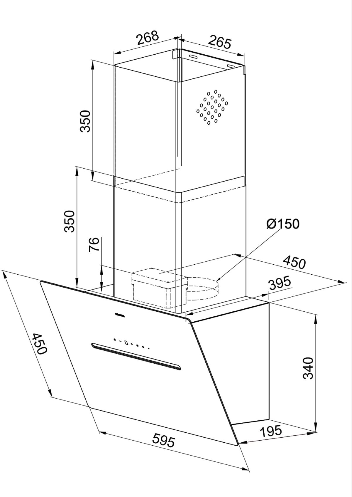 RADIALITIC KÜGERR Patentierte Dunstabzugshaube 40 breit, (60 cm tief) Leisetechnologie D8 PLUS, cm