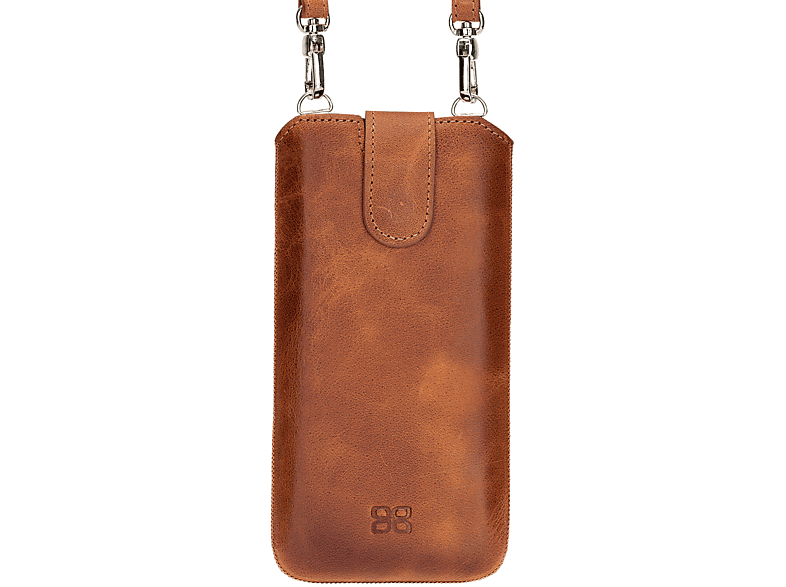 BURKLEY Leder Handy-Tasche mit Trage-Riemen und Kartenfach, Sleeve, Samsung, Samsung Galaxy S21, Braun