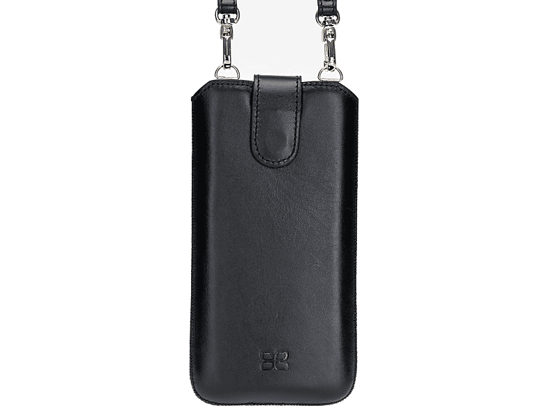 BURKLEY Leder Handy-Tasche mit Trage-Riemen und Kartenfach, Sleeve, Apple, IPhone 11 Pro, Schwarz