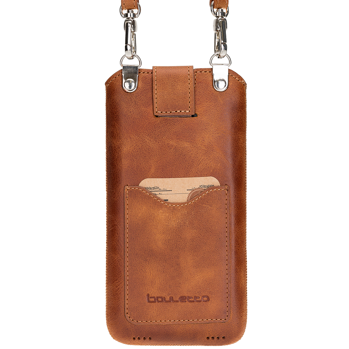 Apple, Sleeve, BURKLEY Handy-Tasche Leder 12 mit Braun Pro, / Trage-Riemen 12 und iPhone Kartenfach,