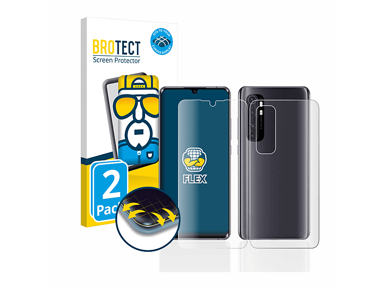 BROTECT 2x Flex 10 Full-Cover Schutzfolie(für Xiaomi Curved 3D Note Lite) Mi