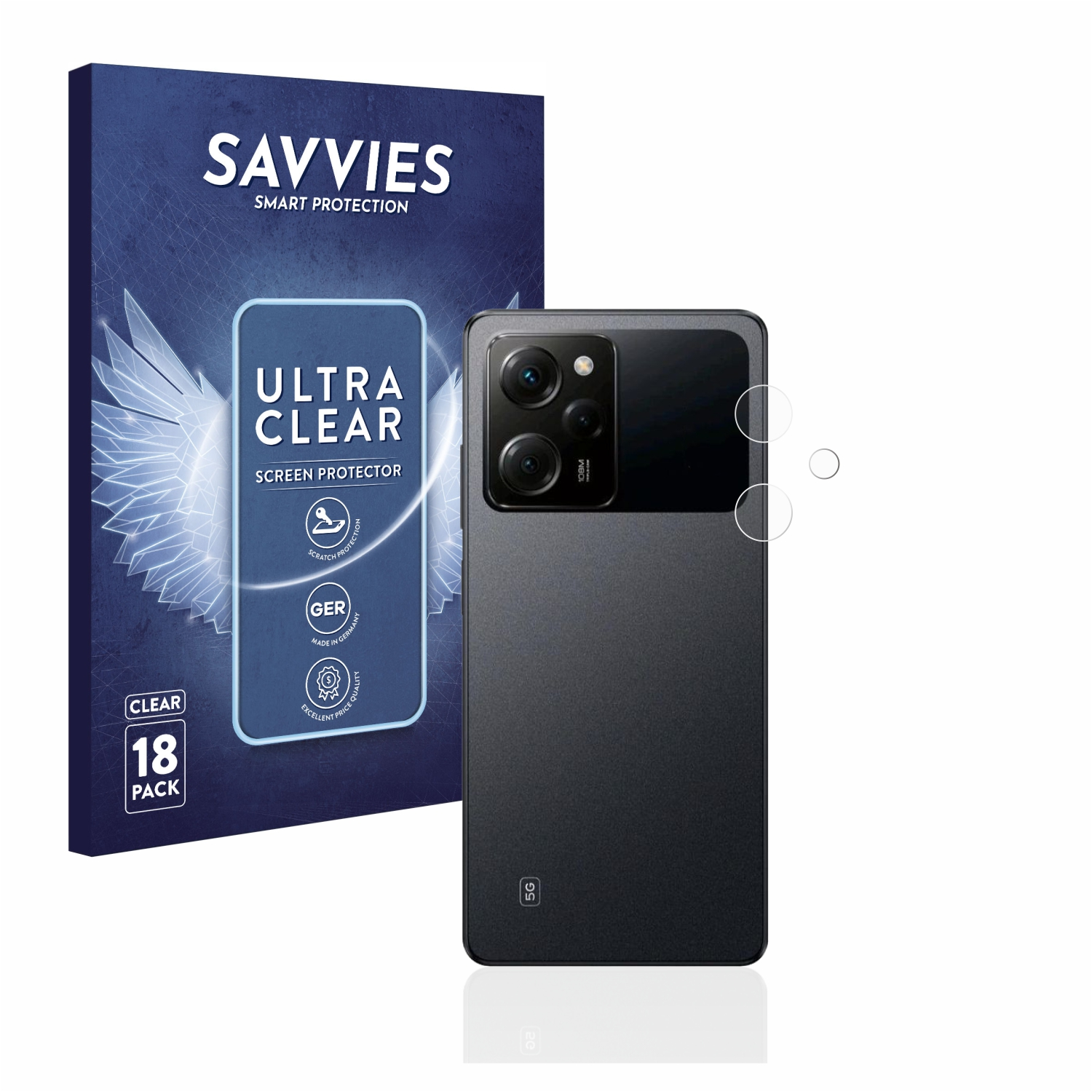 SAVVIES Pro Poco (NUR Schutzfolie(für 18x klare X5 Xiaomi Kamera))