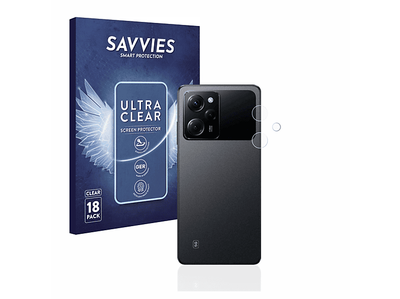 SAVVIES 18x klare Schutzfolie(für Xiaomi Poco X5 Pro (NUR Kamera))