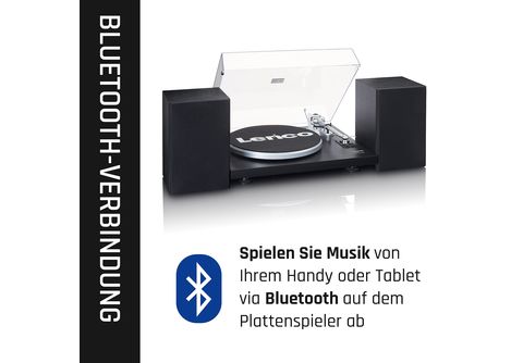 LENCO LS-500BK MediaMarkt Plattenspieler - | - externe 2 Schwarz Bluetooth Lautsprechern