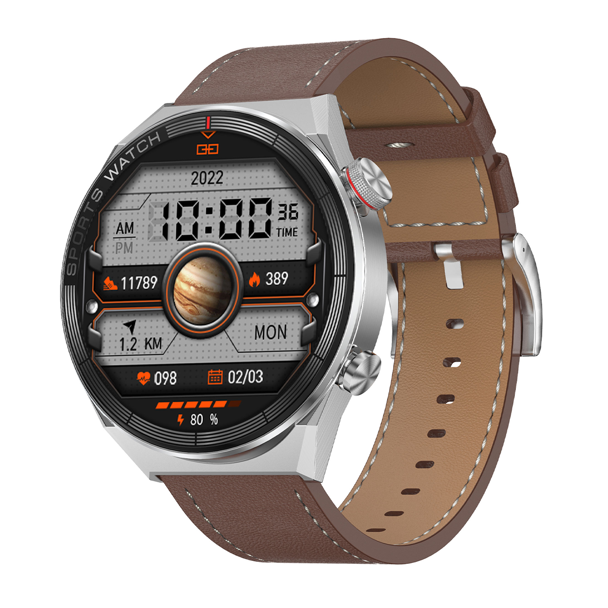 WATCHMARK Maverick braun Smartwatch Metall Leder, Braun