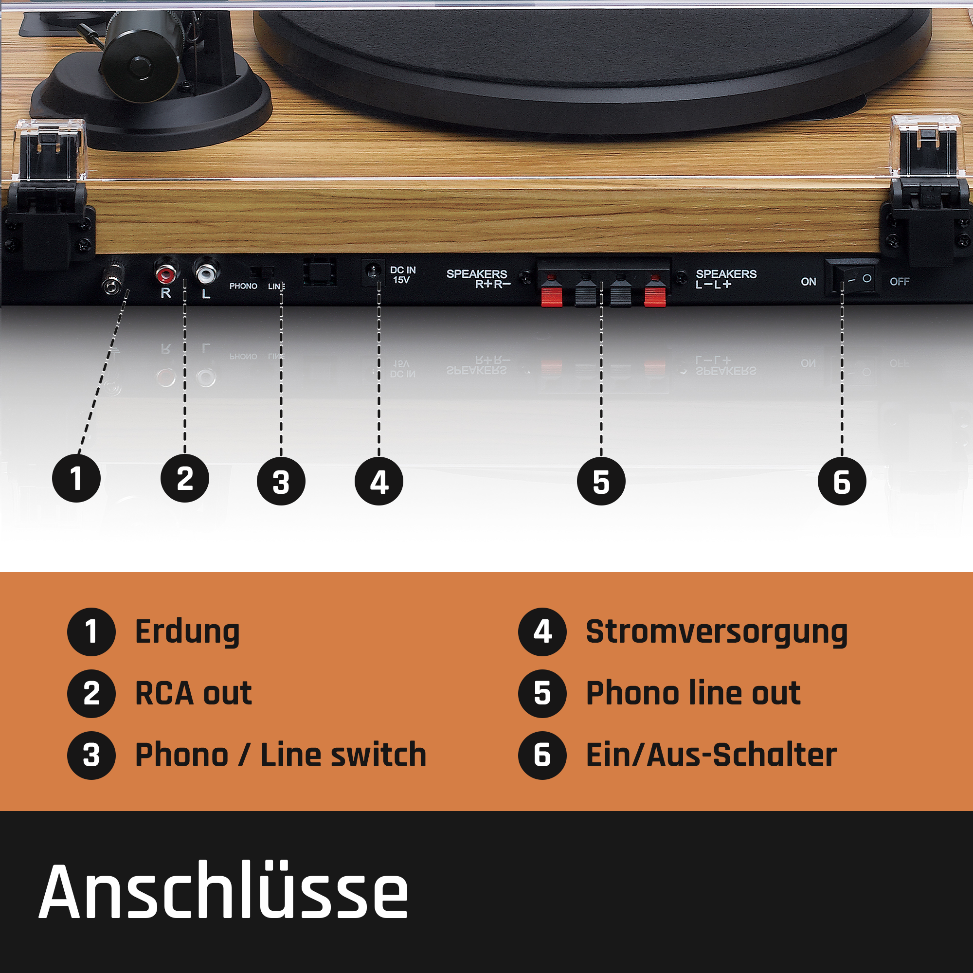 Lautsprechern Nussbaum eingebauter 2 LENCO externen - - Plattenspieler und mit LS-500OK Bluetooth Verstärker