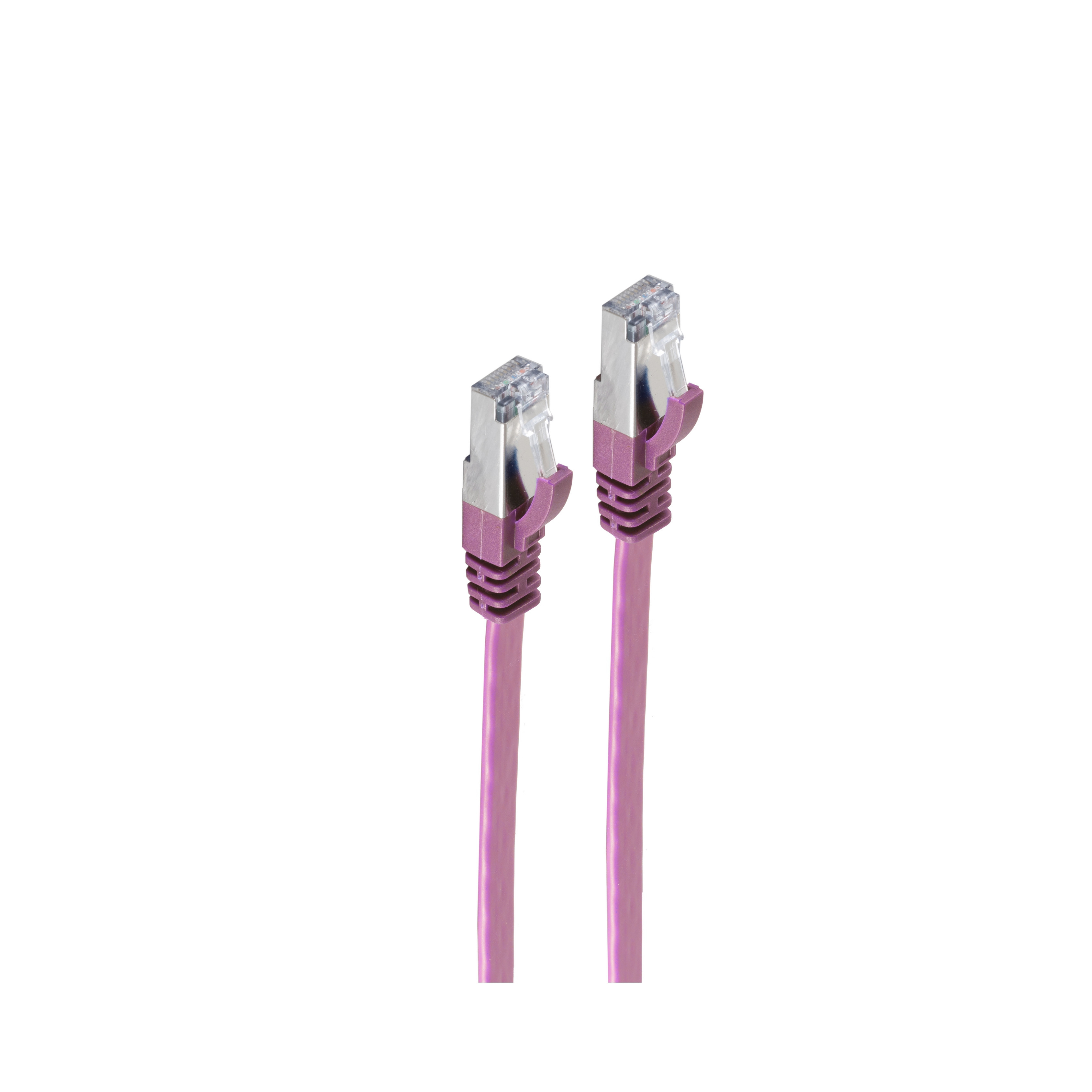 Due cavi di rete rosa con connettori, isolati su sfondo bianco.
