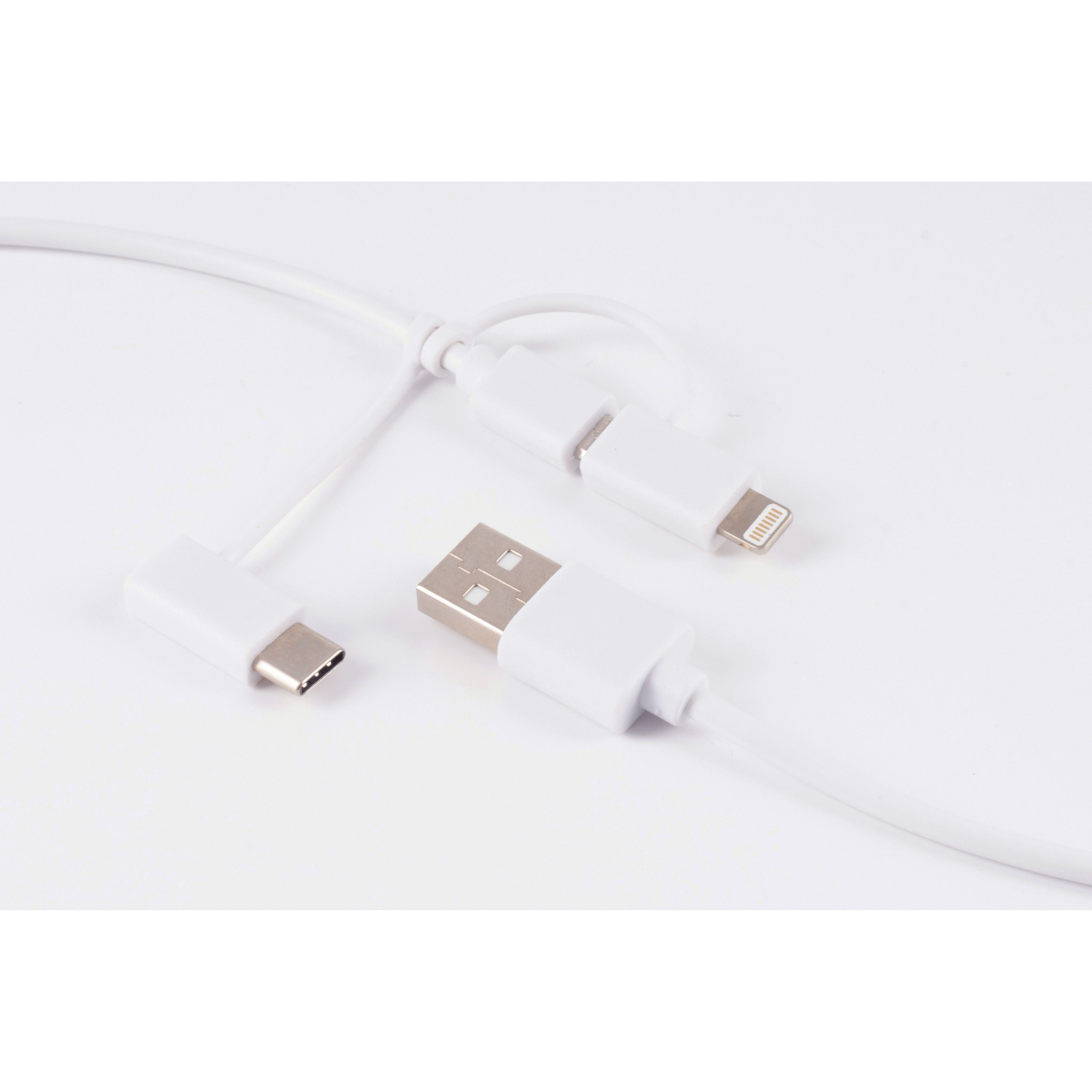 SHIVERPEAKS USB Lade-Sync Kabel C/8-PIN 2m, m, Micro/Typ St. weiß Ladekabel, 3in1 USB 2