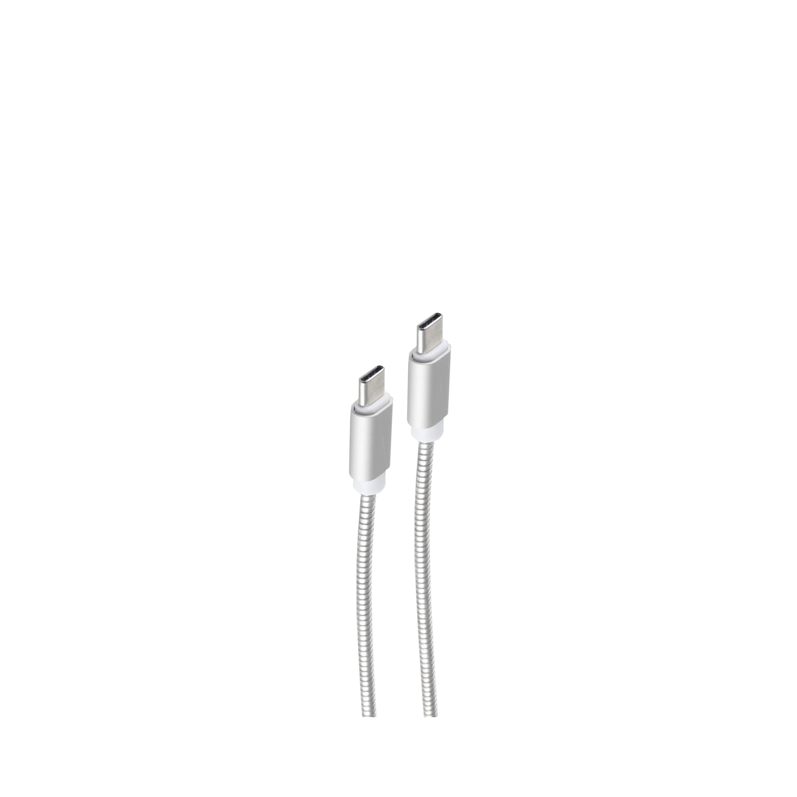 Silber Steel silber 1 Kabel A/ Ladekabel, m, 1m, USB Lade-Sync 8-pin SHIVERPEAKS USB USB