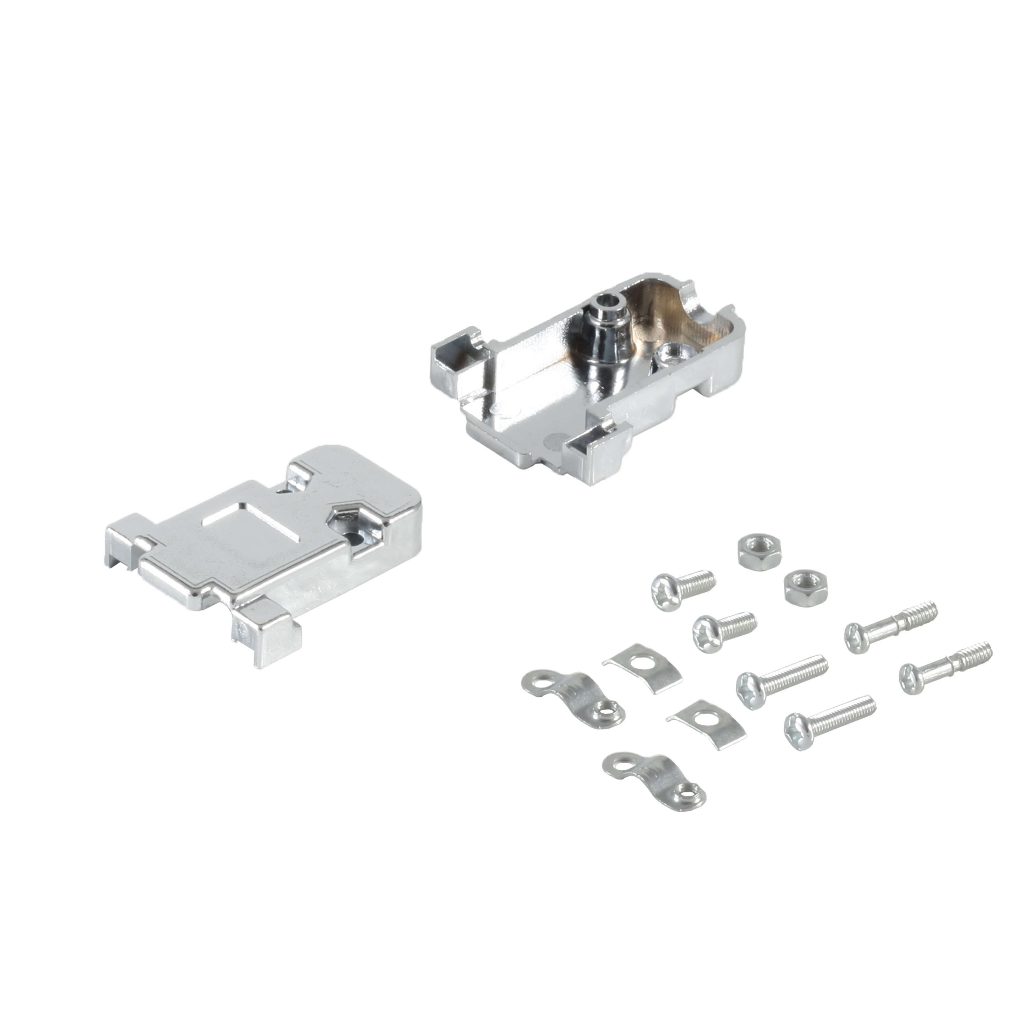 Metallteile und Schrauben, zum Verbinden elektronischer Geräte.