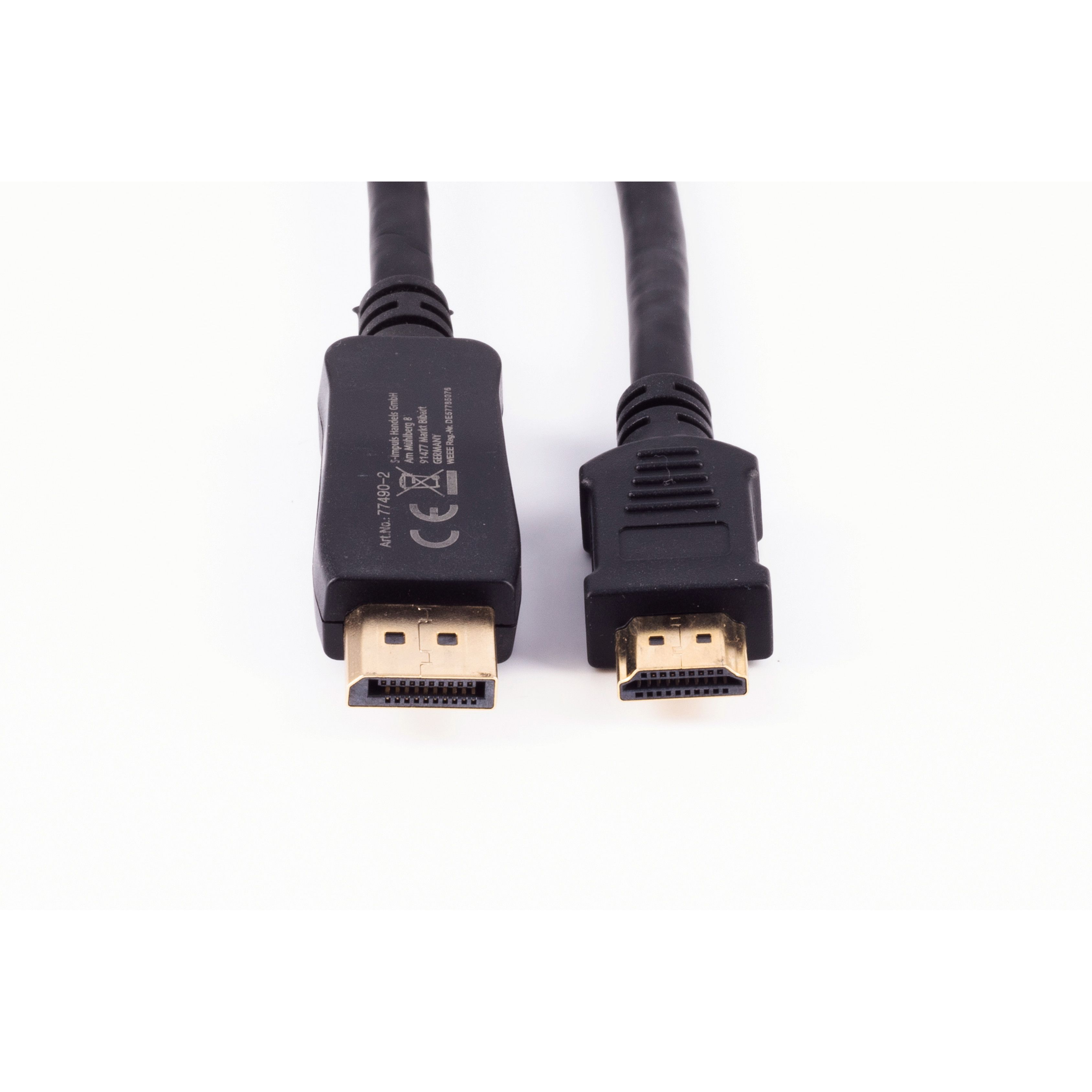 SHIVERPEAKS Displayport Stecker 20p / HDMI m Kabel, 10 Stecker DisplayPort 10m