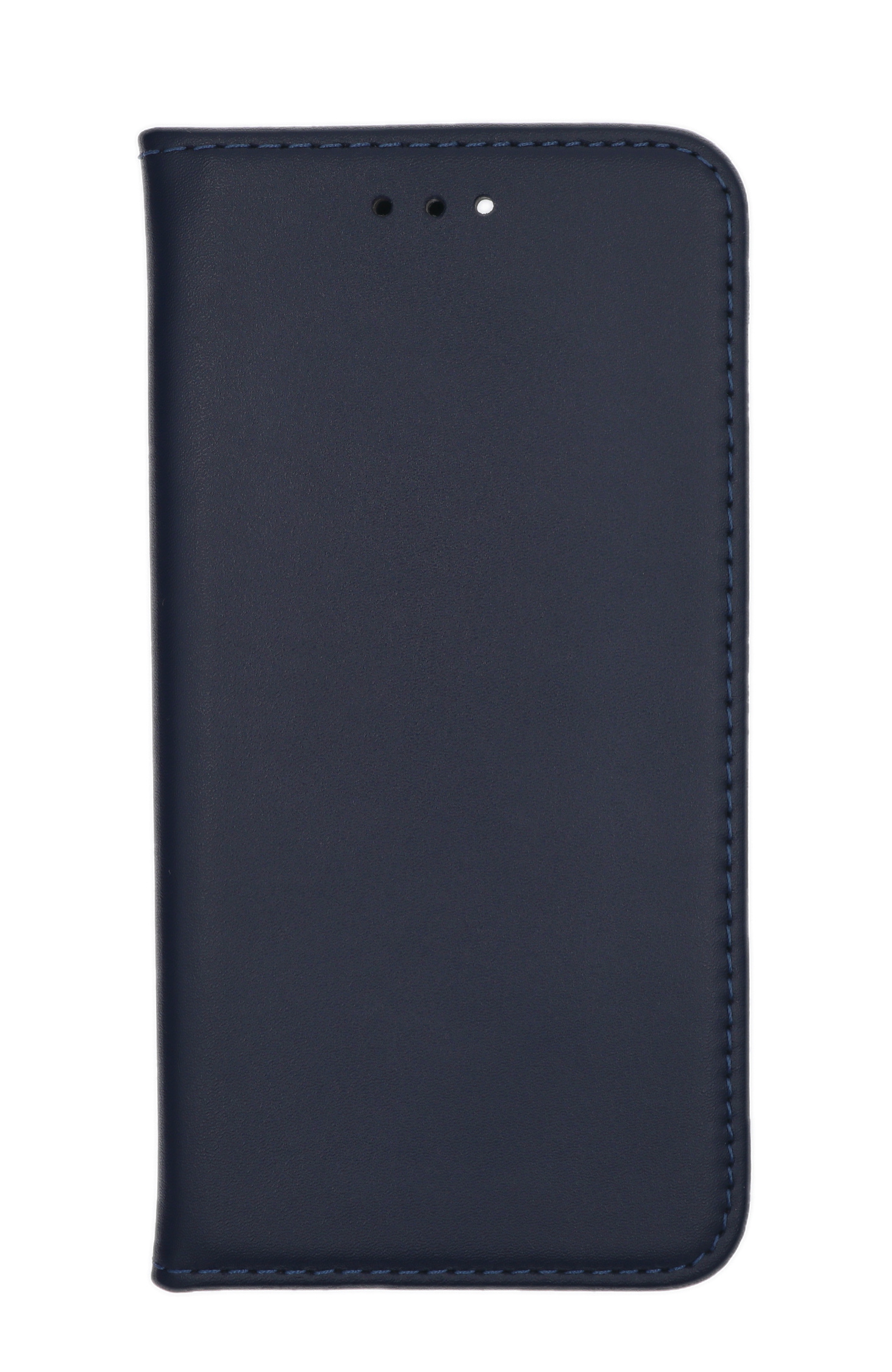 Eine dunkelblaue Handyhülle mit geschlossenem, vertikalem Design.