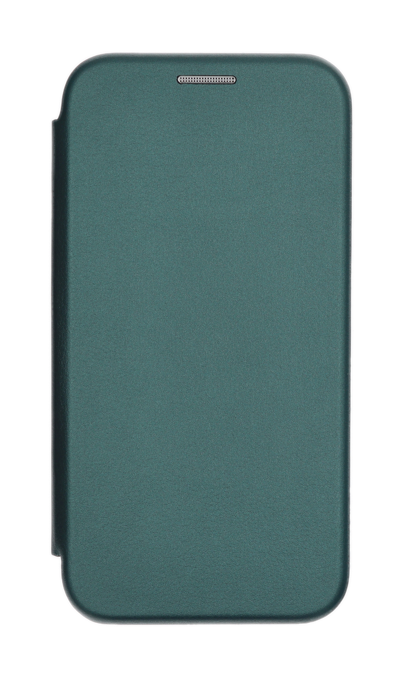 Türkisfarbene Telefonhülle, geschlossen, mit Kameraausschnitt oben. Klares, minimalistisches Design.