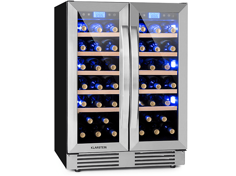 KLARSTEIN Vinovilla Duo 42 Weinkühlschrank (EEK G, Edelstahl)