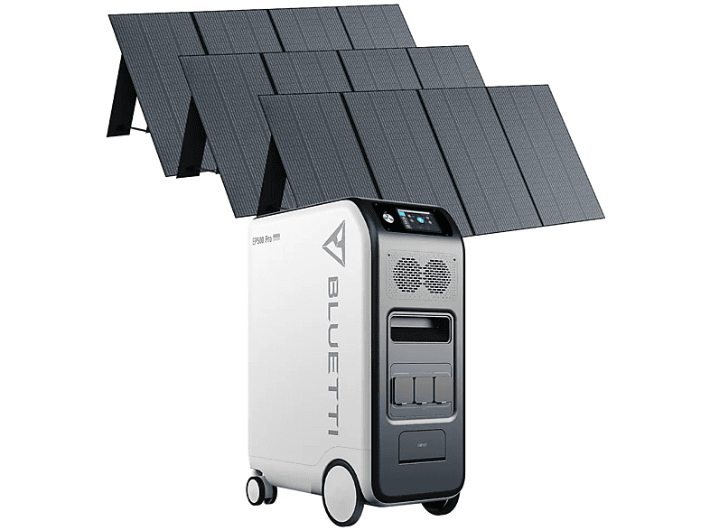 BLUETTI EP500PRO Powerstation mit 3 PV350 350W Faltbare Solarmodule Stromerzeuger 5100 Wh Schwarz