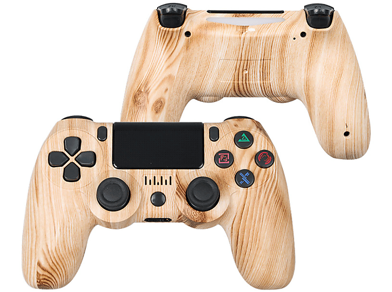 KINSI Gamepad, PC/PS4, Holzmaserung Wireless Controller, Controller Doppelseitiges Gamepad, für Holzmaserung Bluetooth